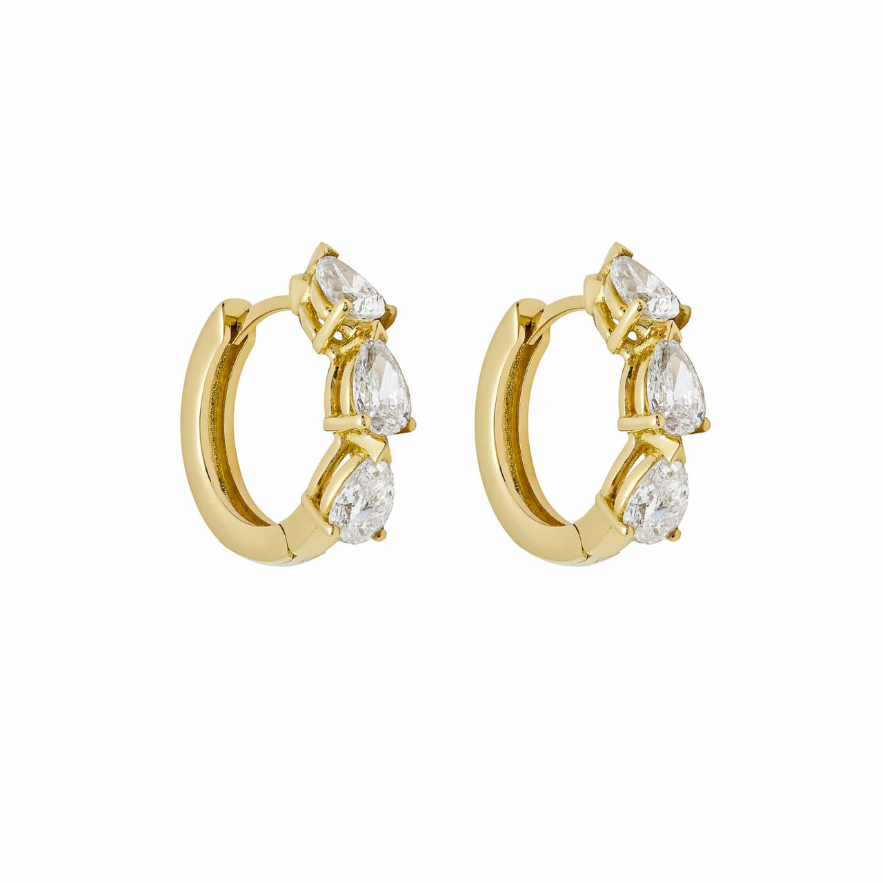 Pear-Shaped Diamond Huggies in Yellow Gold