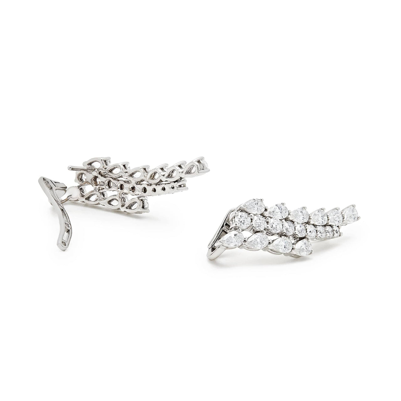 Pear-Shaped Diamond Wing Ear Climbers