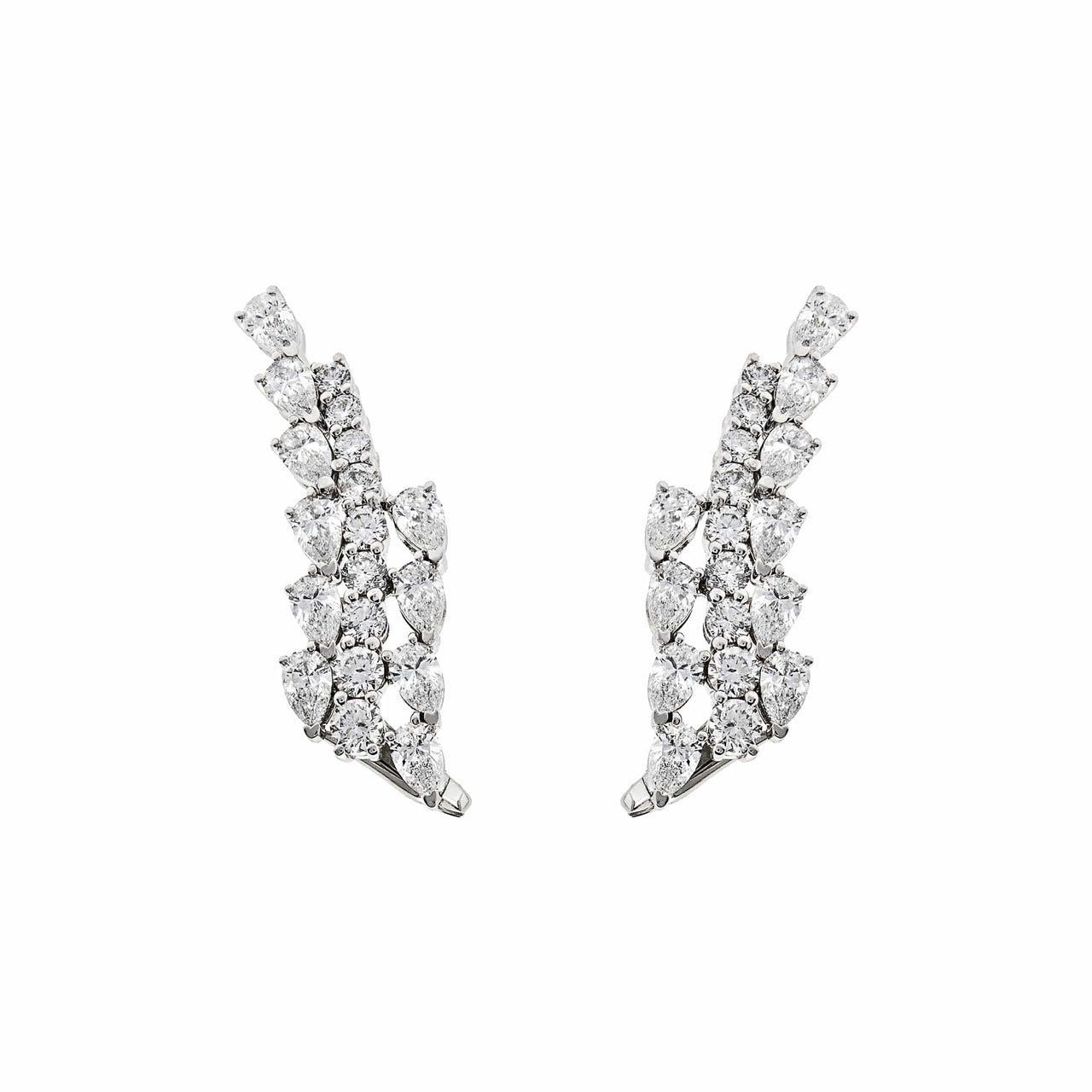 Pear-Shaped Diamond Wing Ear Climbers