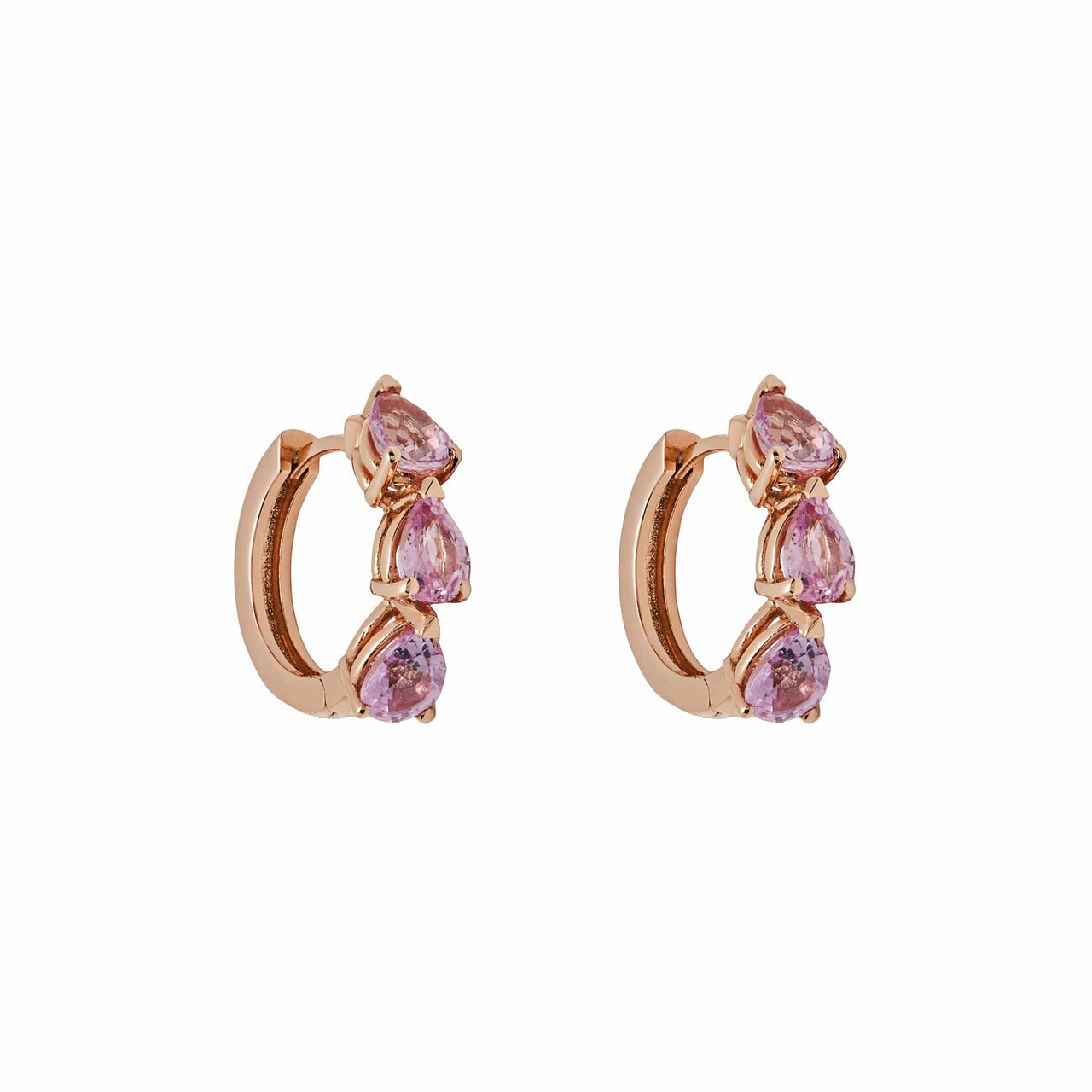 Pear-Shaped Pink Sapphire Huggies