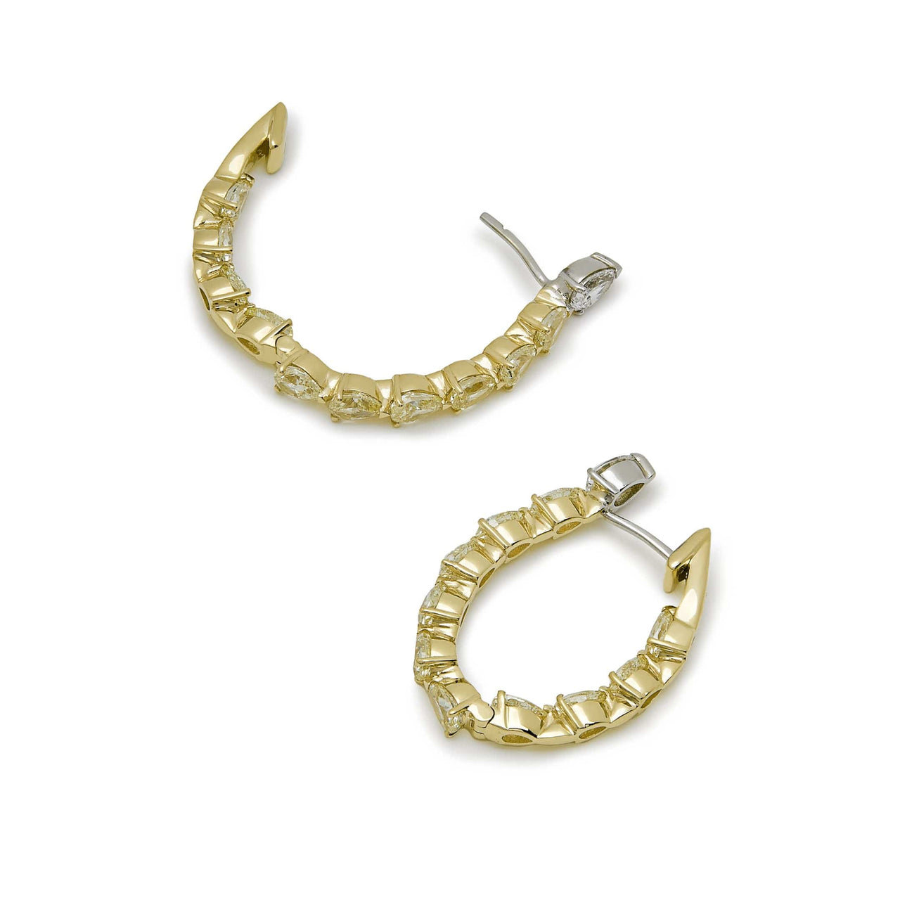 Pear-Shaped Yellow Diamond Hoop Earrings