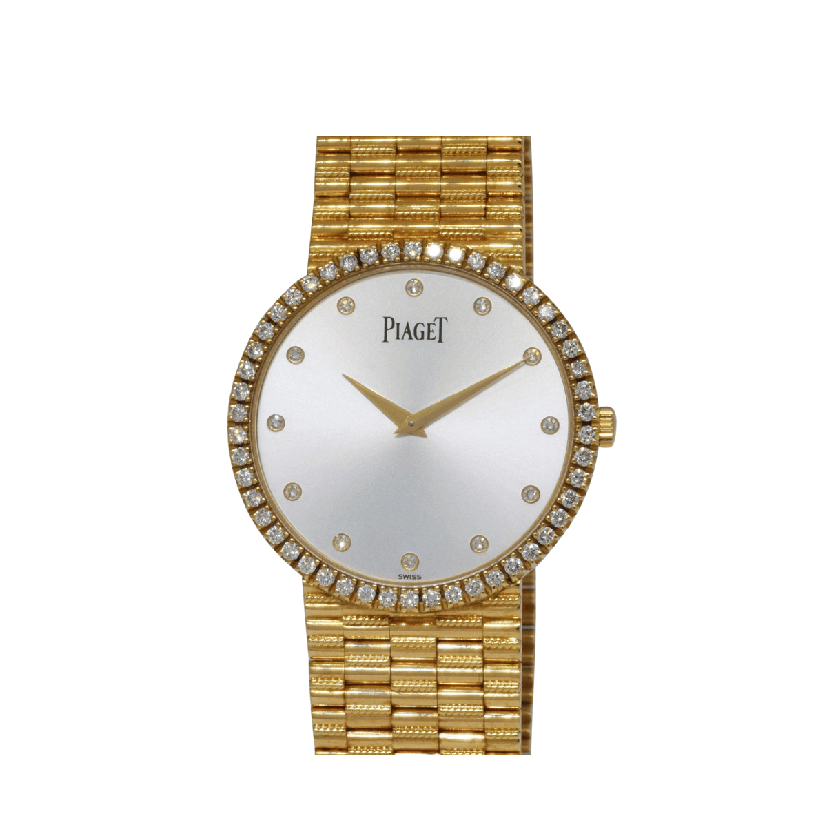 Piaget Dancer Traditional P10340 'Ladies' Yellow Gold Silver Diamond Dial Diamond Bezel Quartz