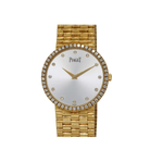 Piaget Dancer Traditional P10340 'Ladies' Yellow Gold Silver Diamond Dial Diamond Bezel Quartz