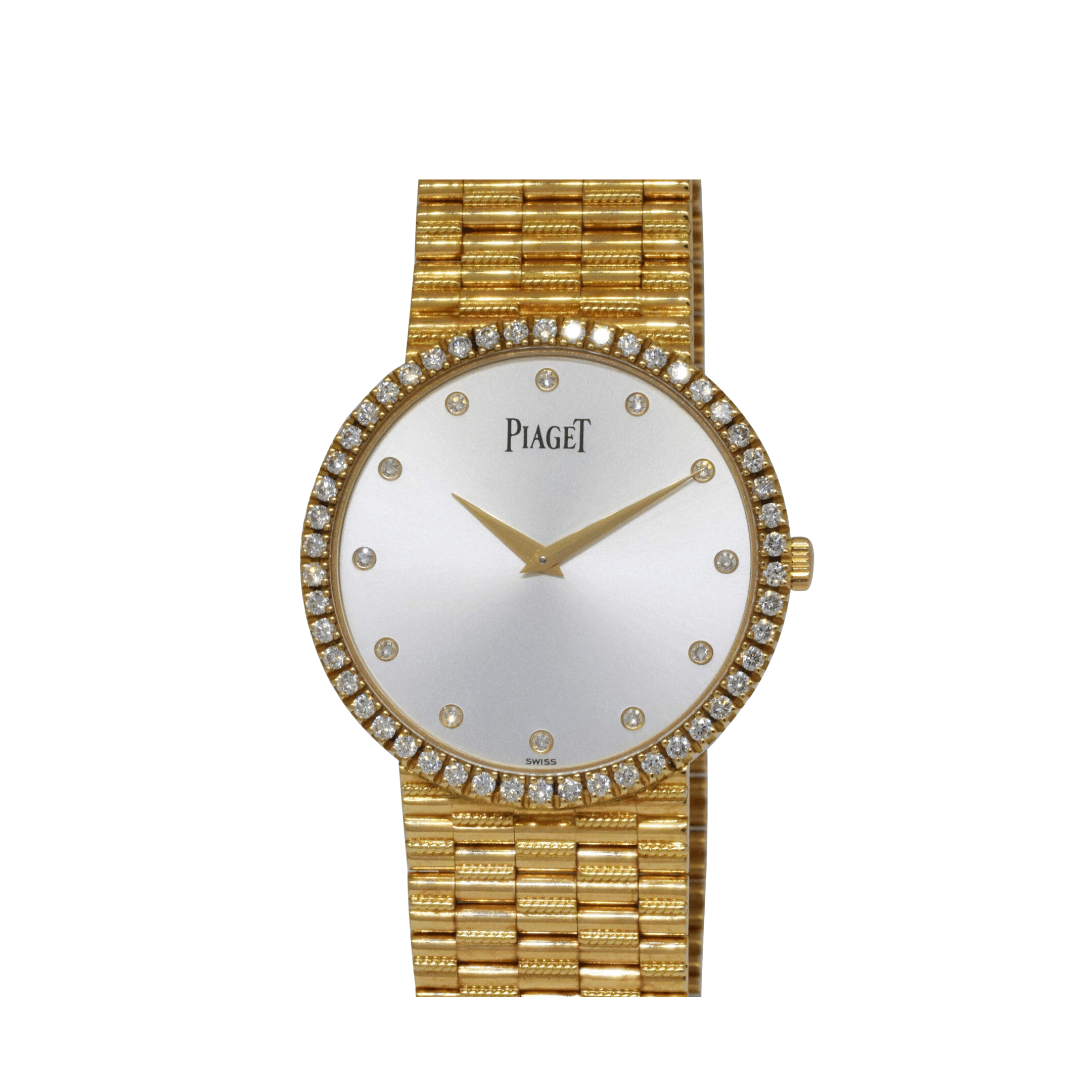 Piaget Dancer Traditional P10340 'Ladies' Yellow Gold Silver Diamond Dial Diamond Bezel Quartz
