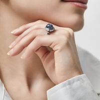 Thumbnail for Platinum Antique Sapphire and Diamond Ring
