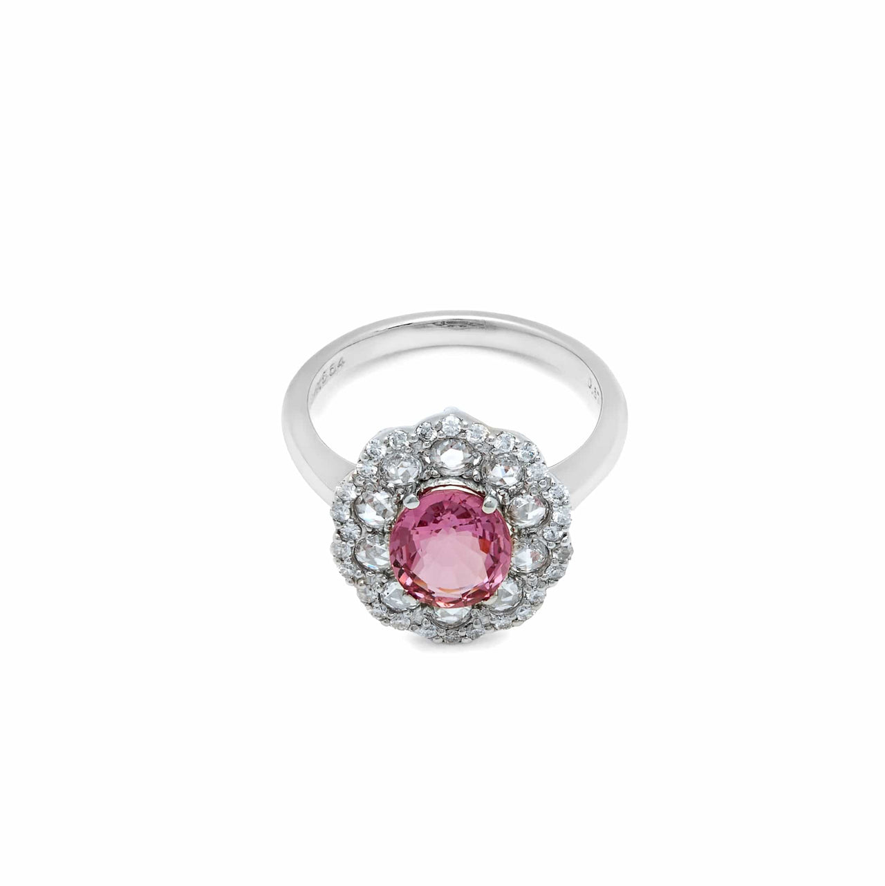 Platinum Pink Sapphire and Diamond Cocktail Ring Wjewel#: 160101