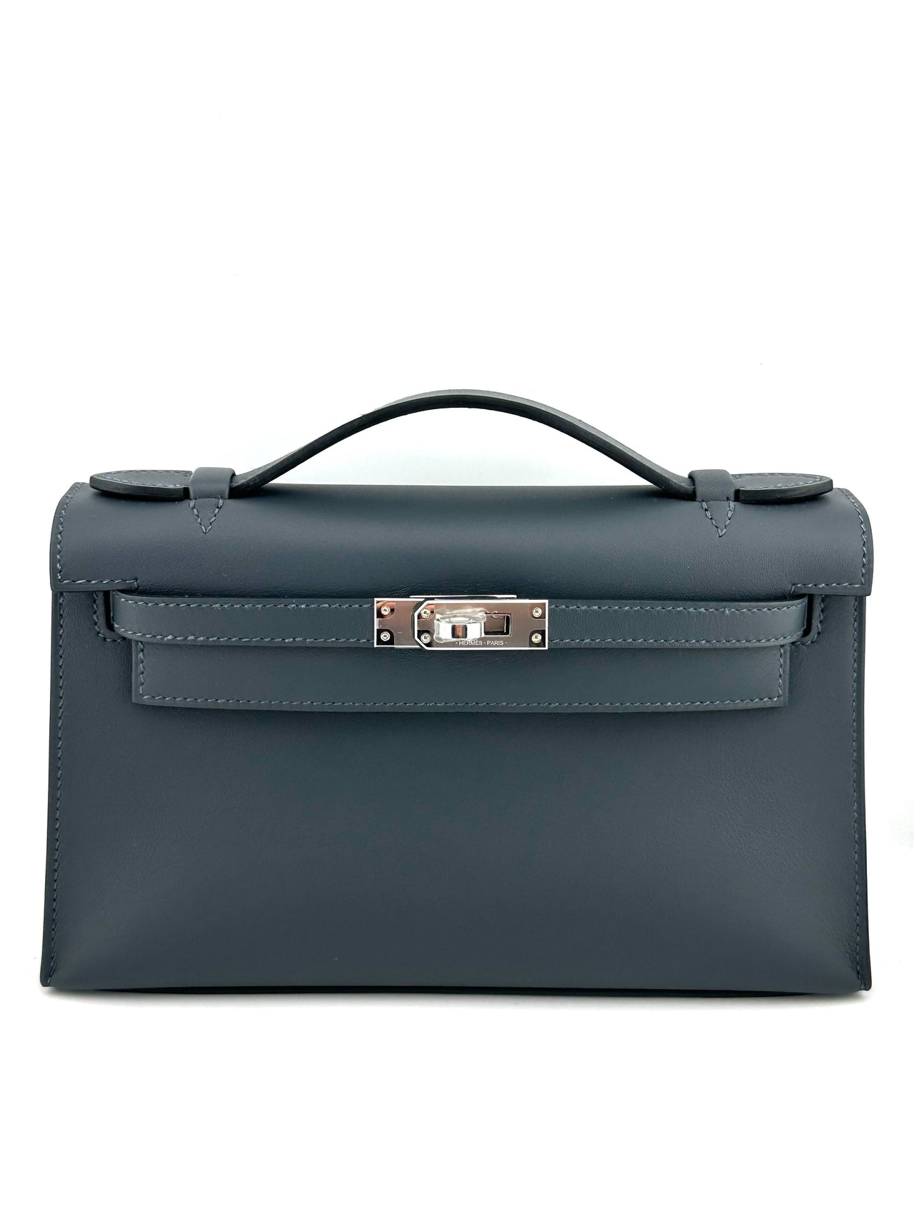 Hermès Pochette Kelly Mini Swift Leather Gris Palladium Hardware