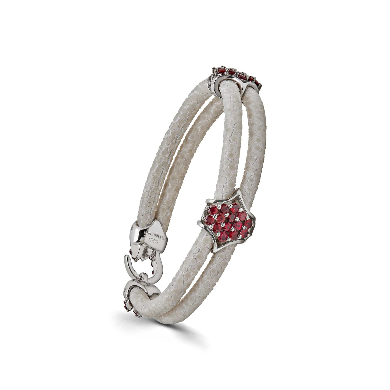 Pure Silver Ruby White Stingray Bracelet