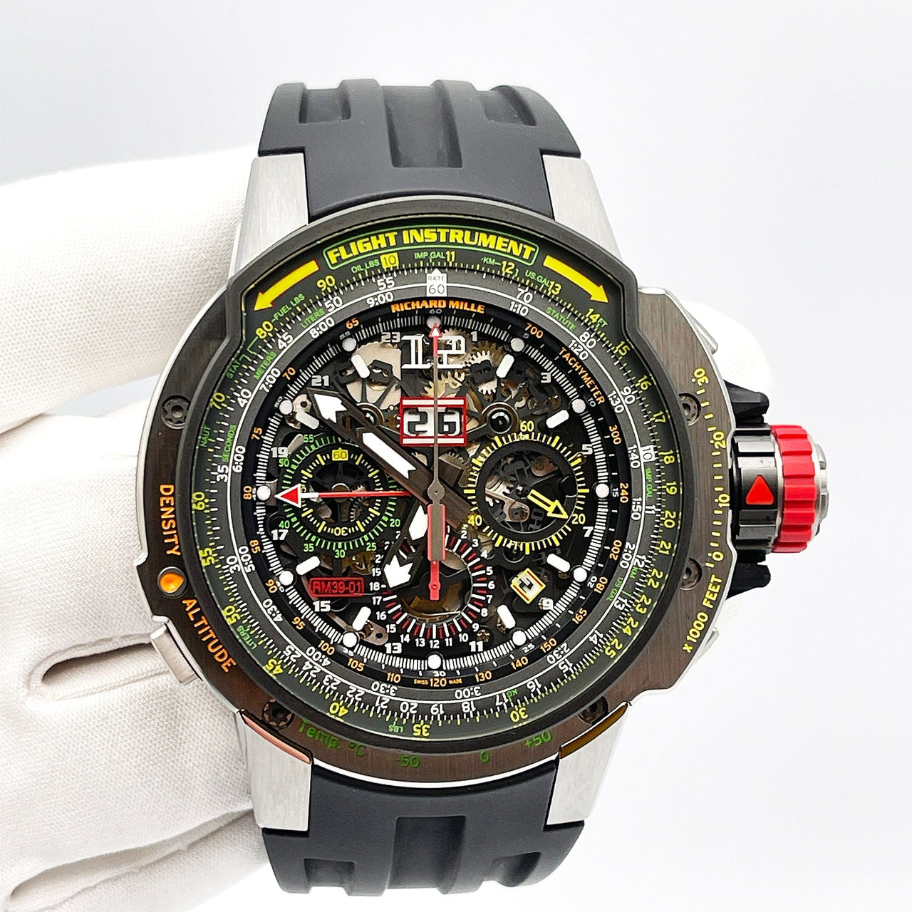 Luxury Watch Richard Mille Automatic Winding Flyback Chronograph Aviation RM39-01 Wrist Aficionado