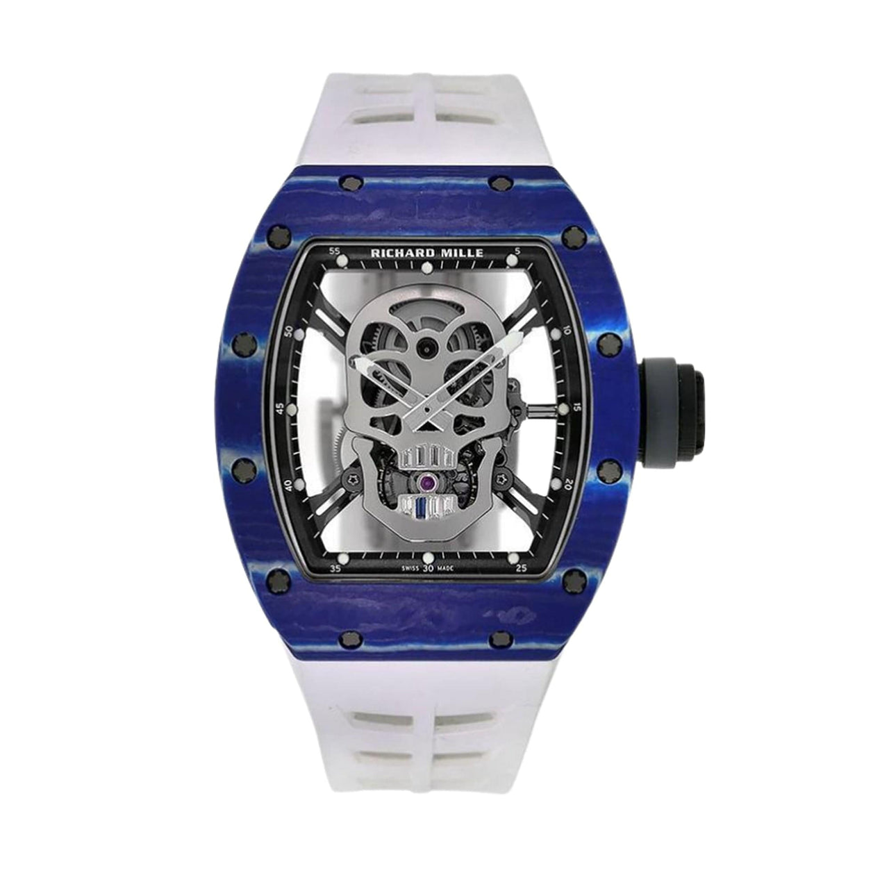 Luxury Watch Richard Mille Blue Carbon TPT Skull RM52-01 Wrist Aficionado