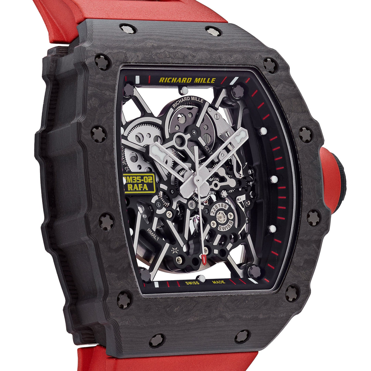 Richard Mille RM 35 02 Carbon TPT Red Strap Wrist Aficionado