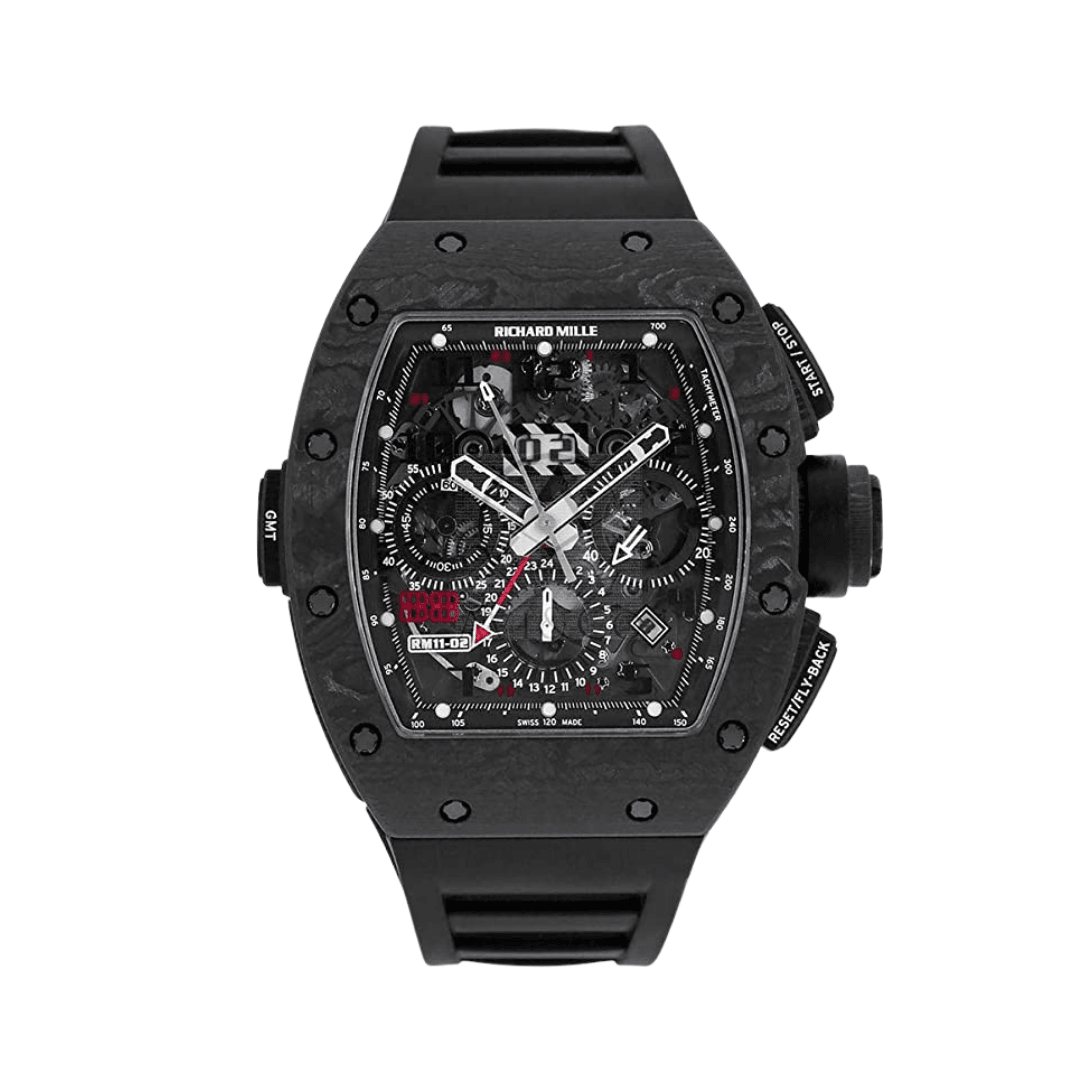 Luxury Watch Richard Mille Flyback Chronograph Dual Time Zone Jet Black RM 11-02 Wrist Aficionado