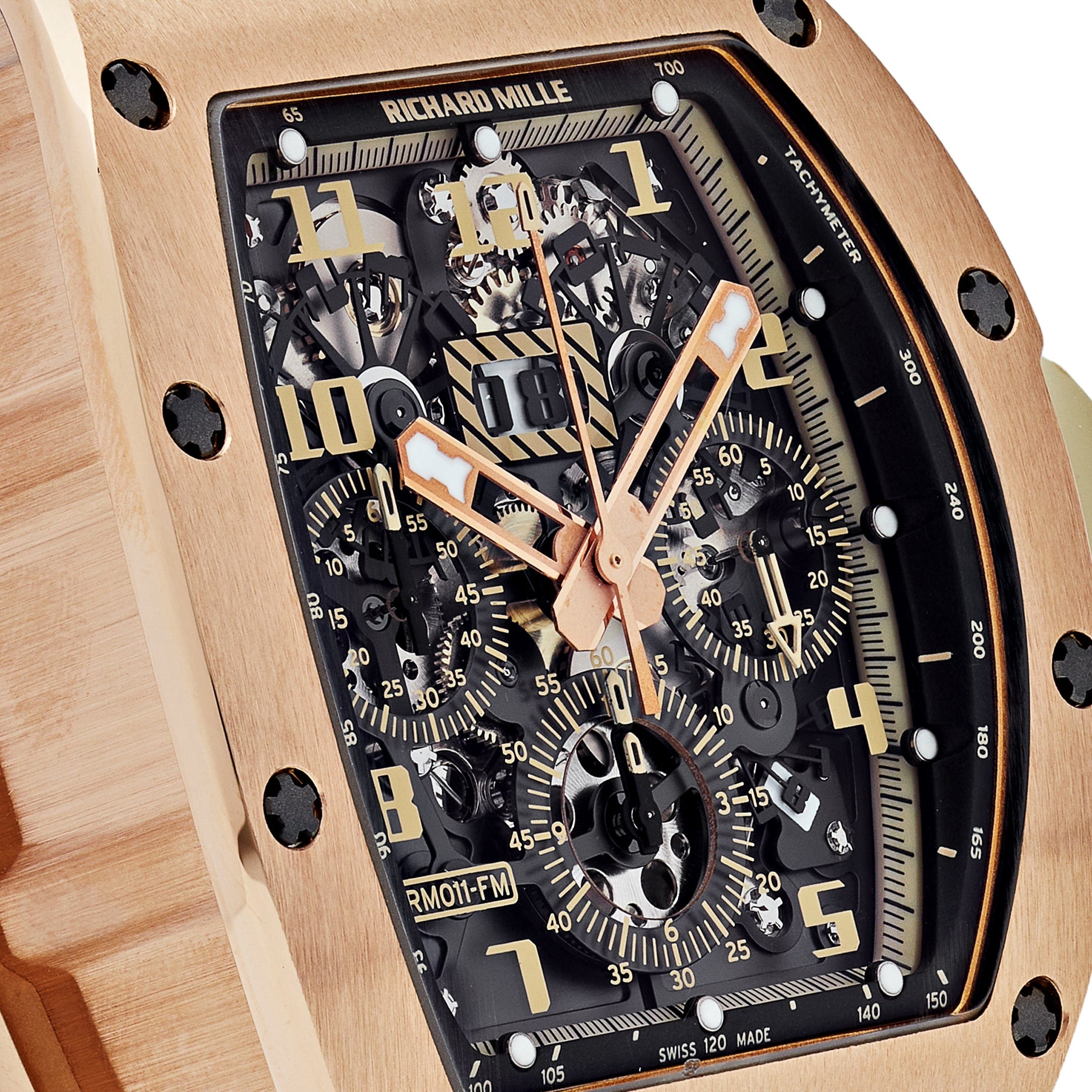 Richard Mille RM 011 Felipe Massa Automatic Flyback Chronograph Ivory Rose Gold Openworked