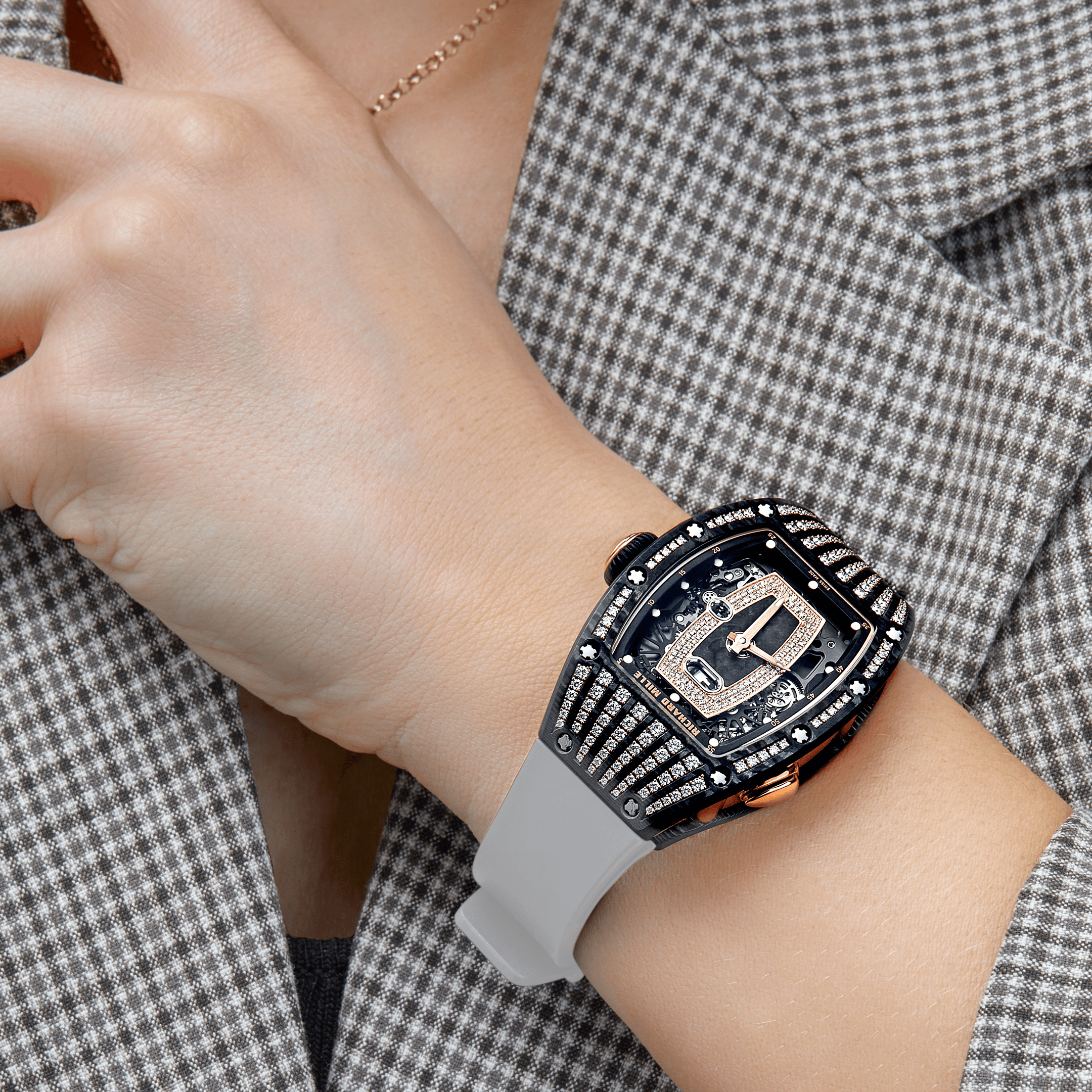 Richard Mille RM 037 'Ladies' Rose Gold Carbon TPT Diamond Set Skeleton Dial (2022)