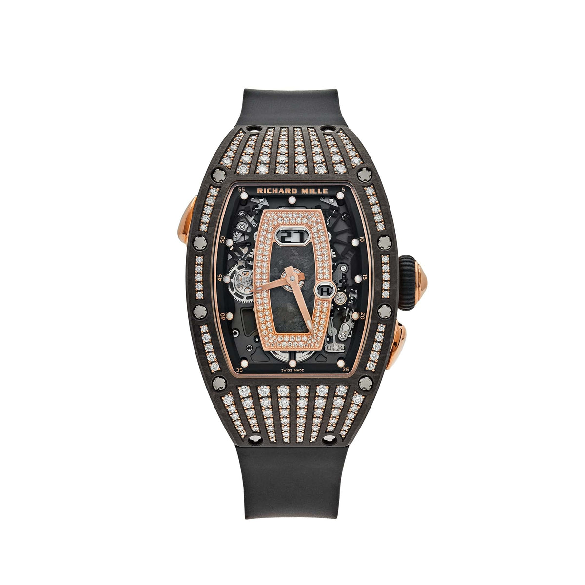 Richard Mille RM 037 'Ladies' Rose Gold Carbon TPT Diamond Set Skeleton Dial