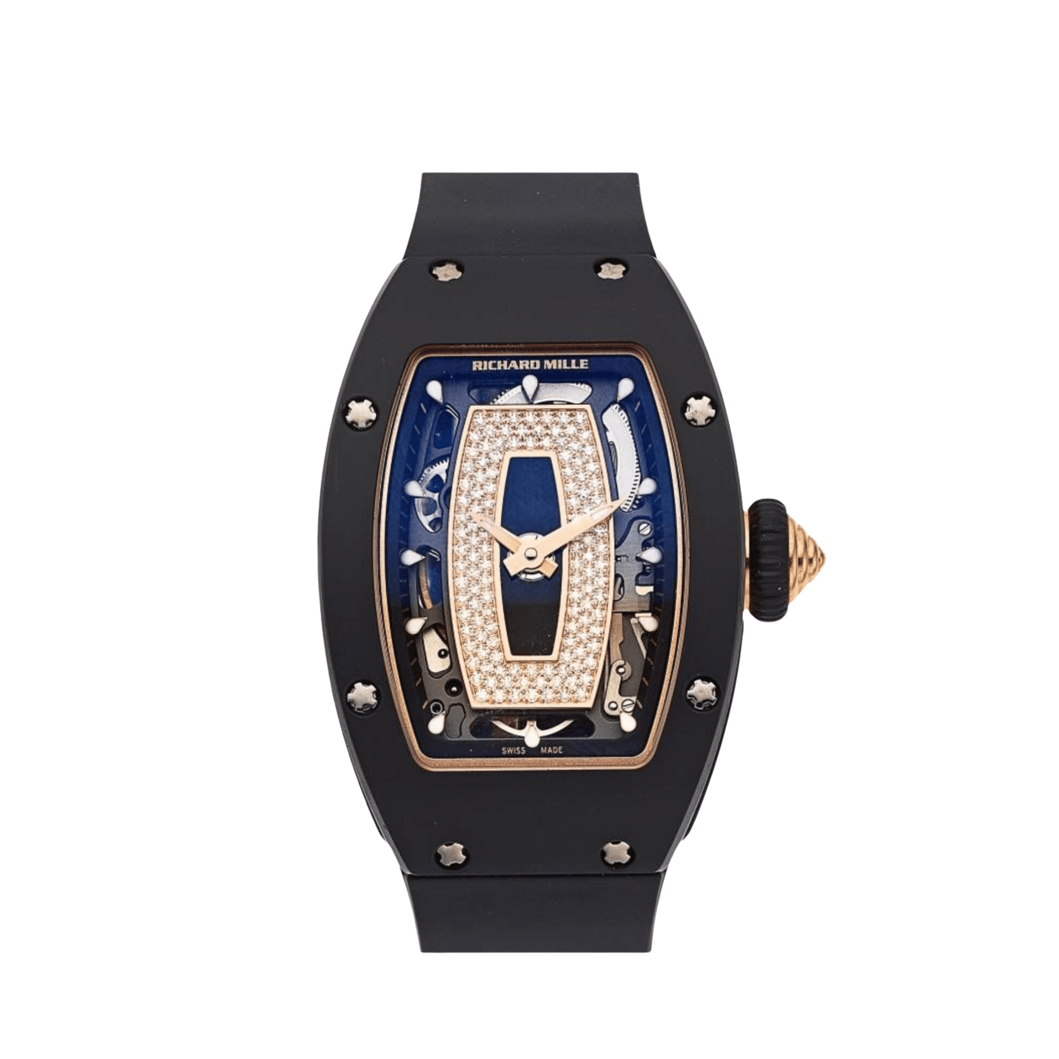 Richard Mille RM 07-01 'Ladies' Black Ceramic Rose Gold Diamond-Set Skeleton Dial