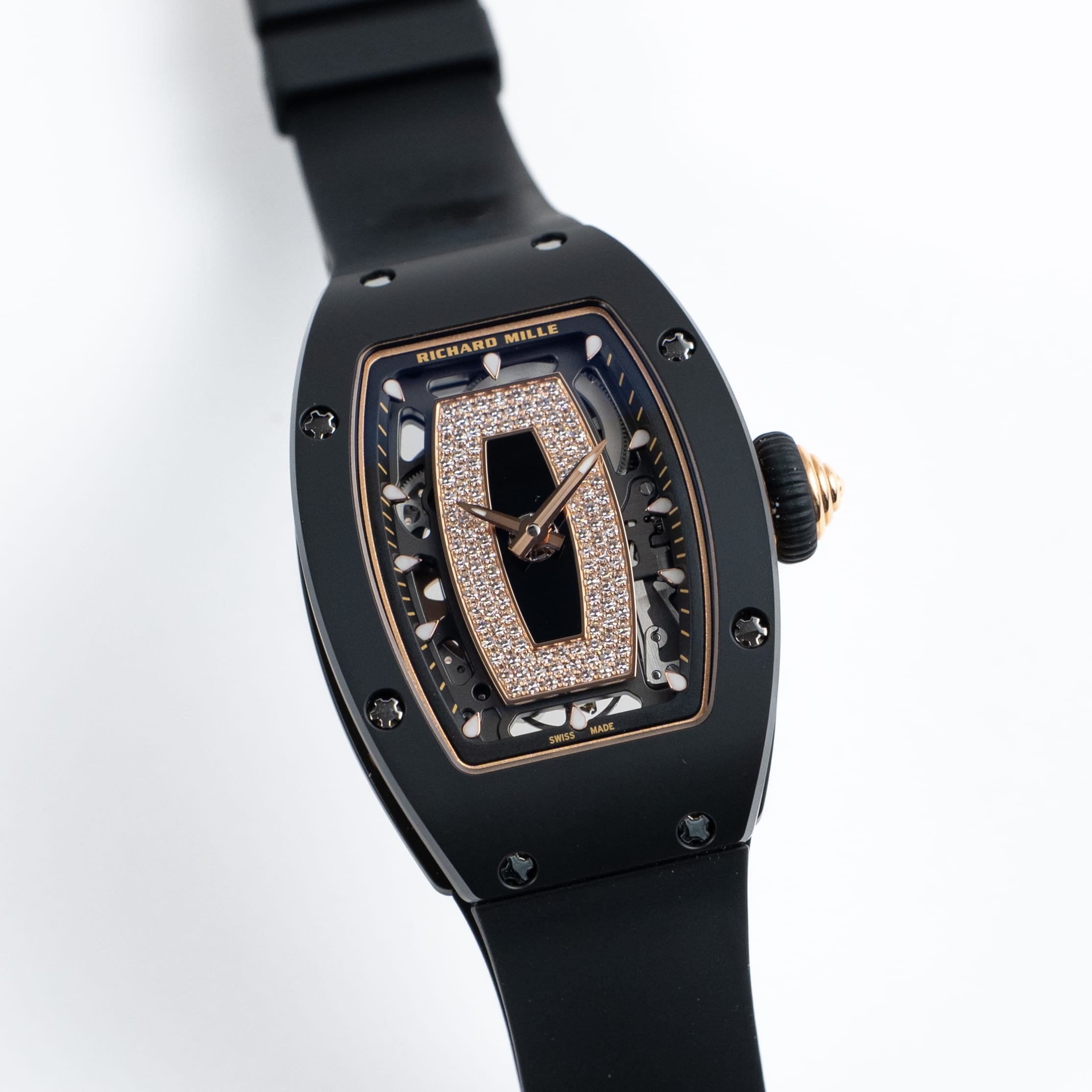 Richard Mille RM 07-01 'Ladies' Black Ceramic Rose Gold Diamond-Set Skeleton Dial