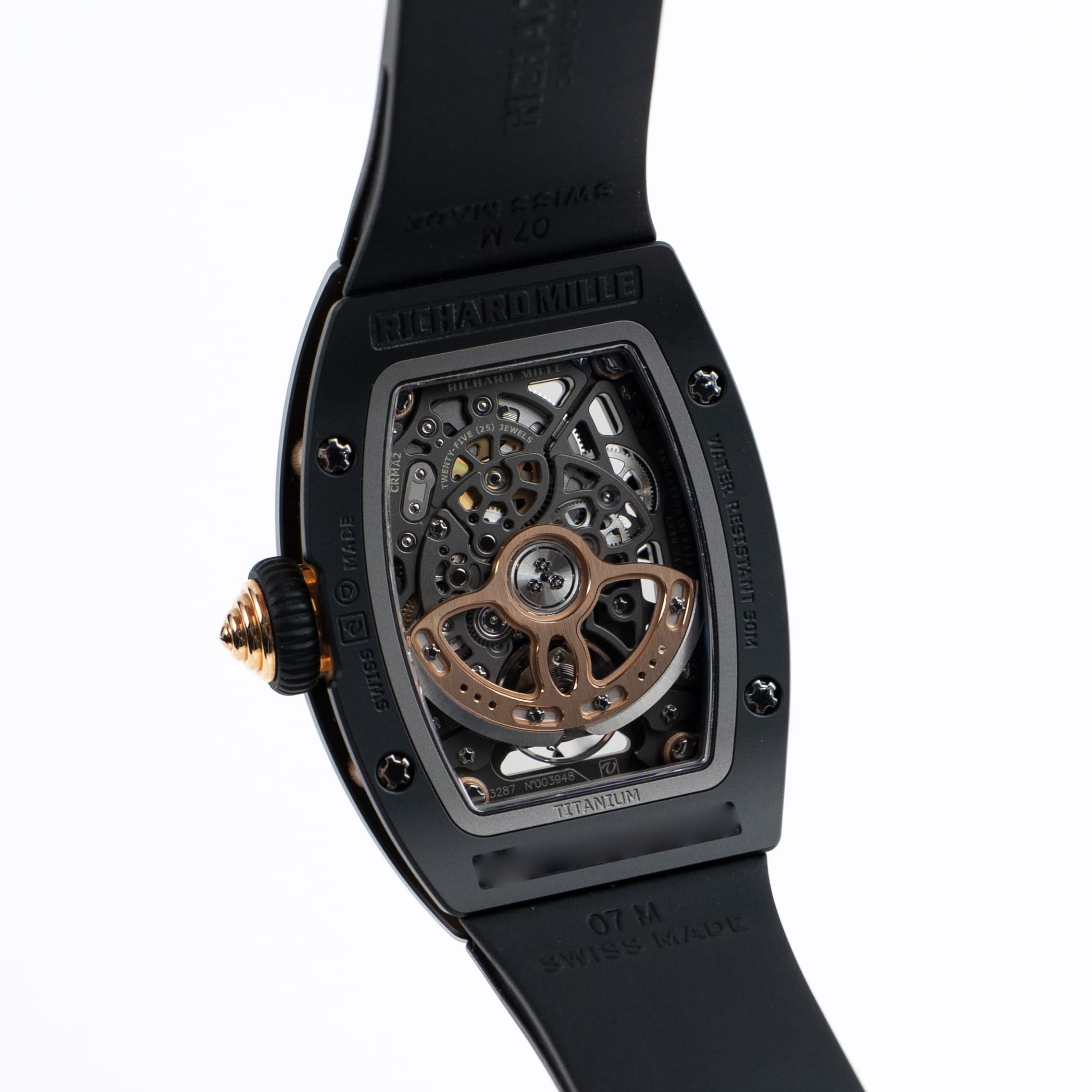 Richard Mille RM 07-01 'Ladies' Black Ceramic Rose Gold Diamond-Set Skeleton Dial