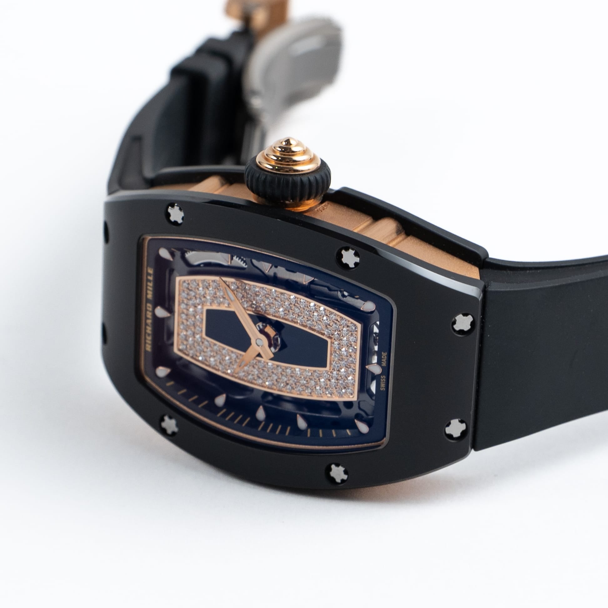 Richard Mille RM 07-01 'Ladies' Black Ceramic Rose Gold Diamond-Set Skeleton Dial