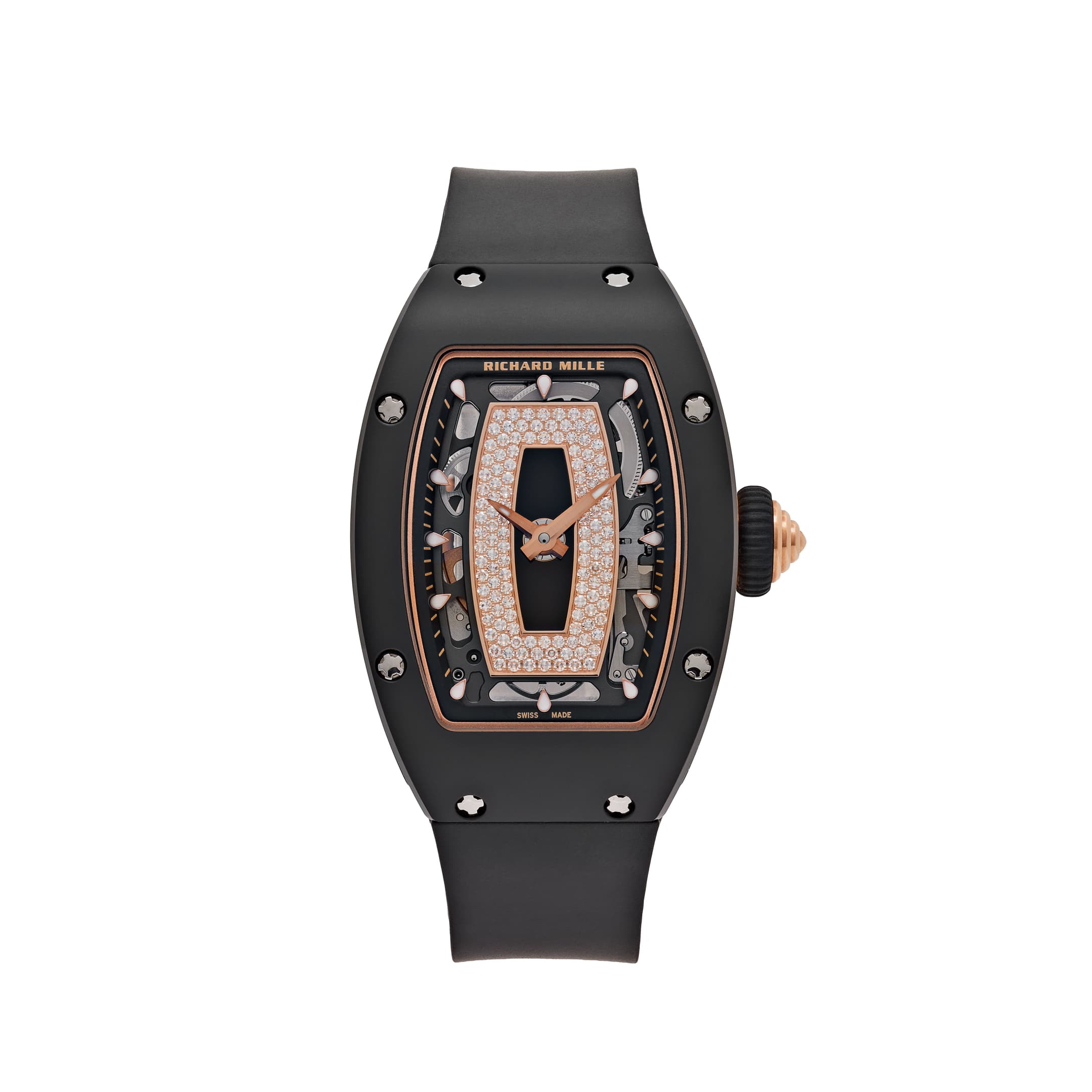 Richard Mille RM 07-01 'Ladies' Black Ceramic Rose Gold Diamond-Set Skeleton Dial