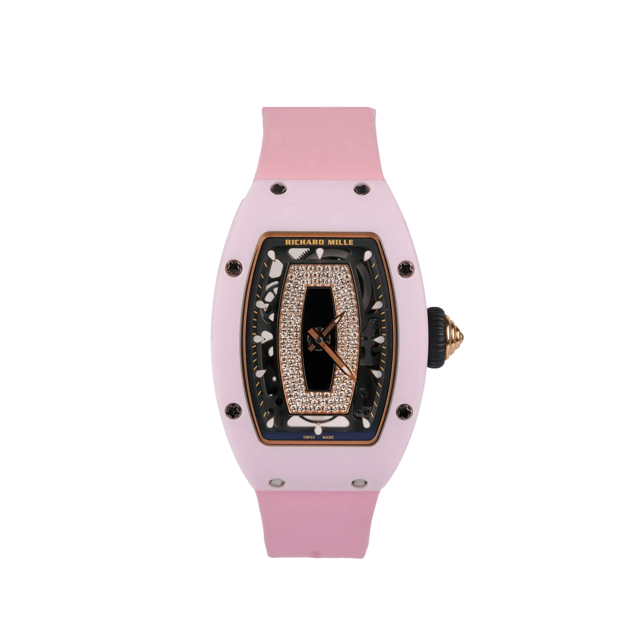Richard Mille RM 07-01 'Ladies' Pink Ceramic White Gold Rose Gold Diamond-Set Skeleton Dial