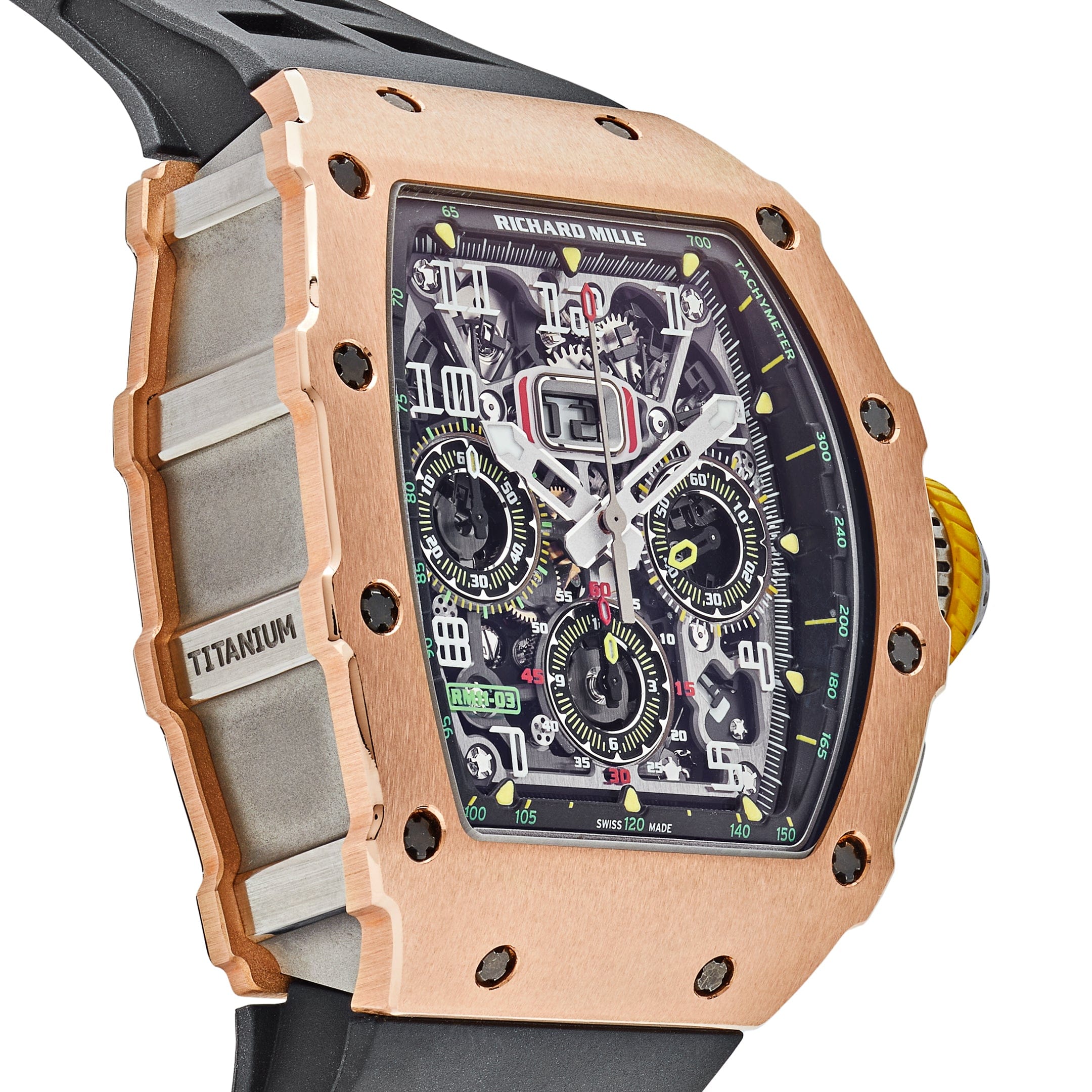 Luxury Watch Richard Mille Automatic Flyback Chronograph Rose Gold & Titanium RM11-03 Wrist Aficionado