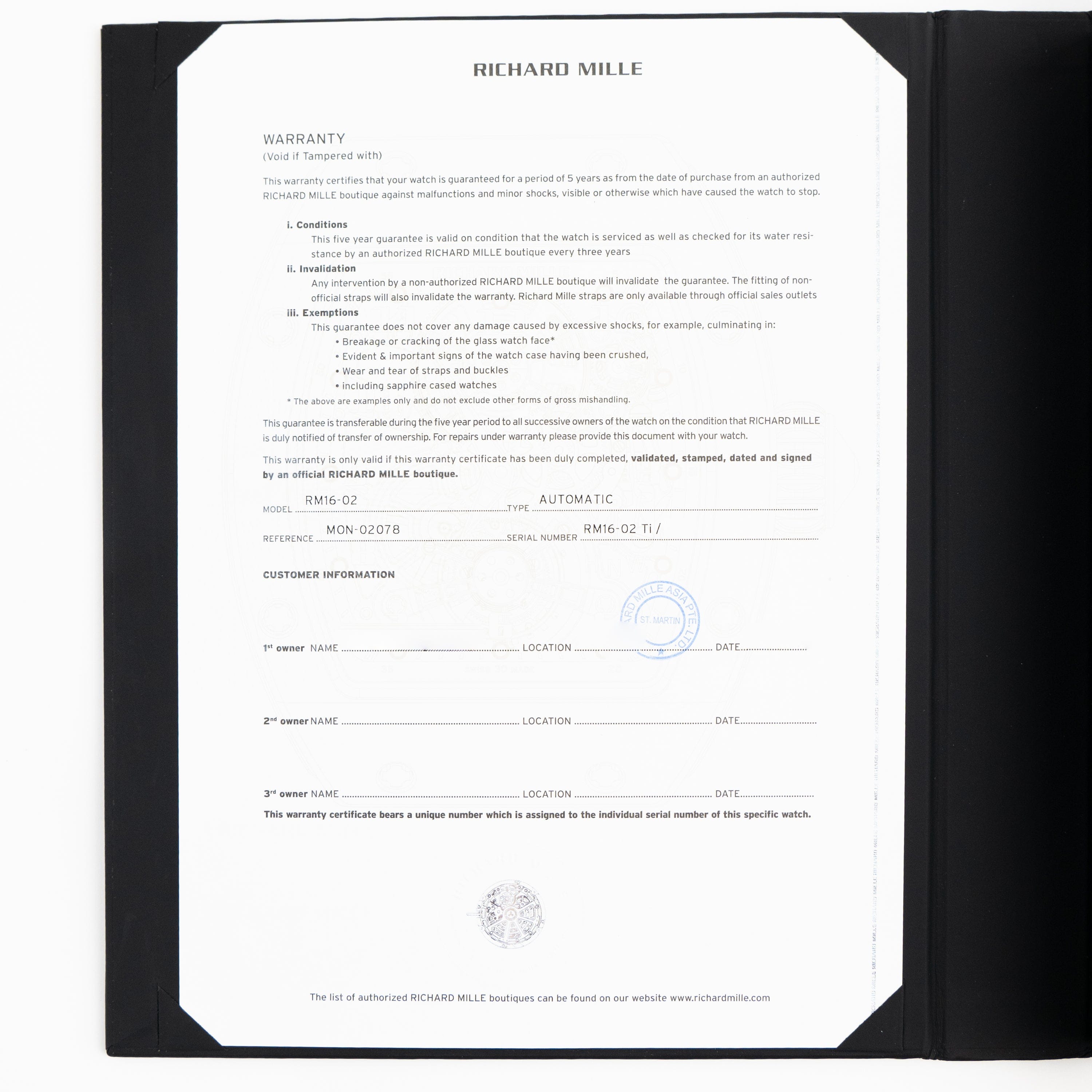 Richard Mille RM 16-02 'Extra Flat' Automatic Titanium (2025)