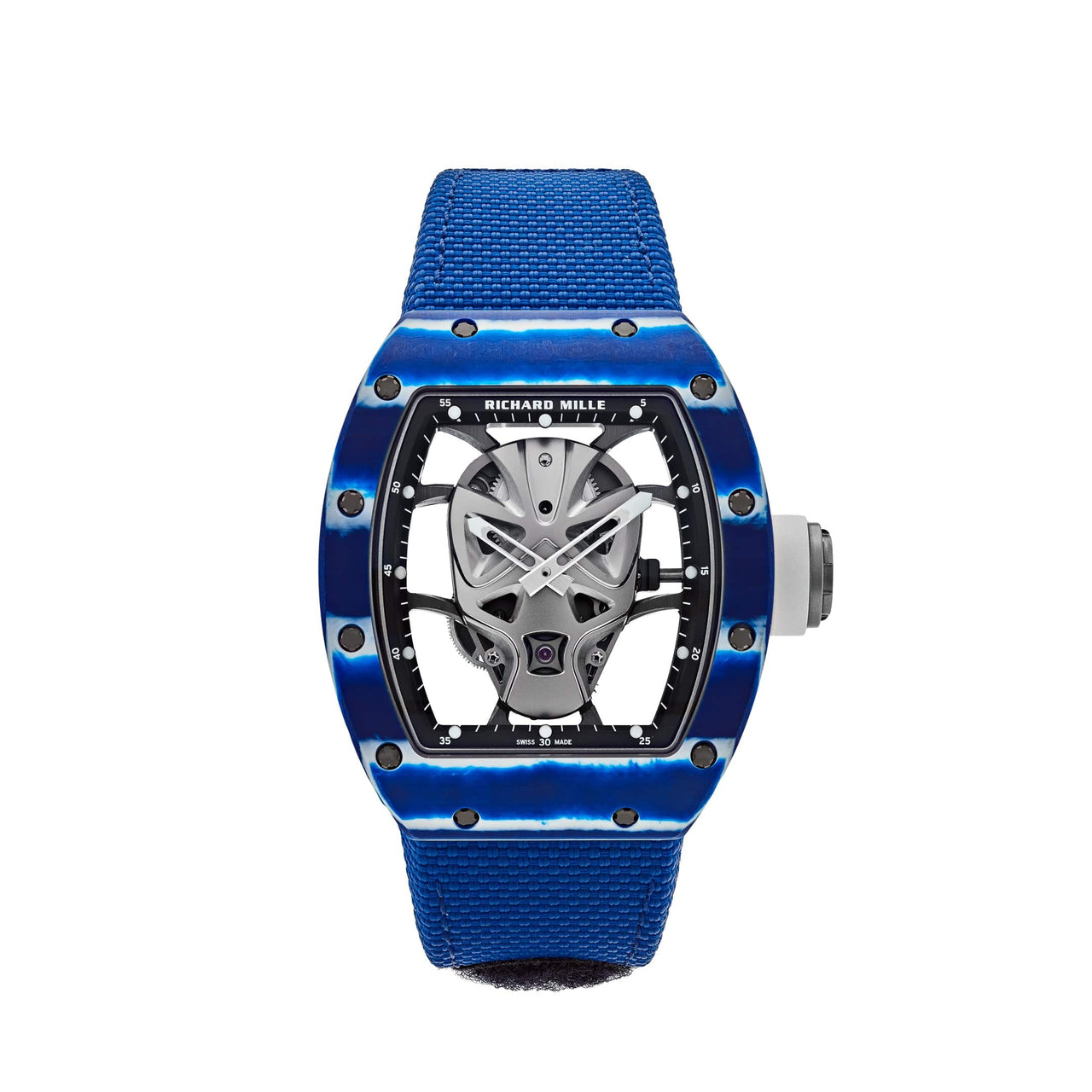 Luxury Watch Richard Mille TOURBILLON BLUE MASK Skull Edition RM52-06 Wrist Aficionado