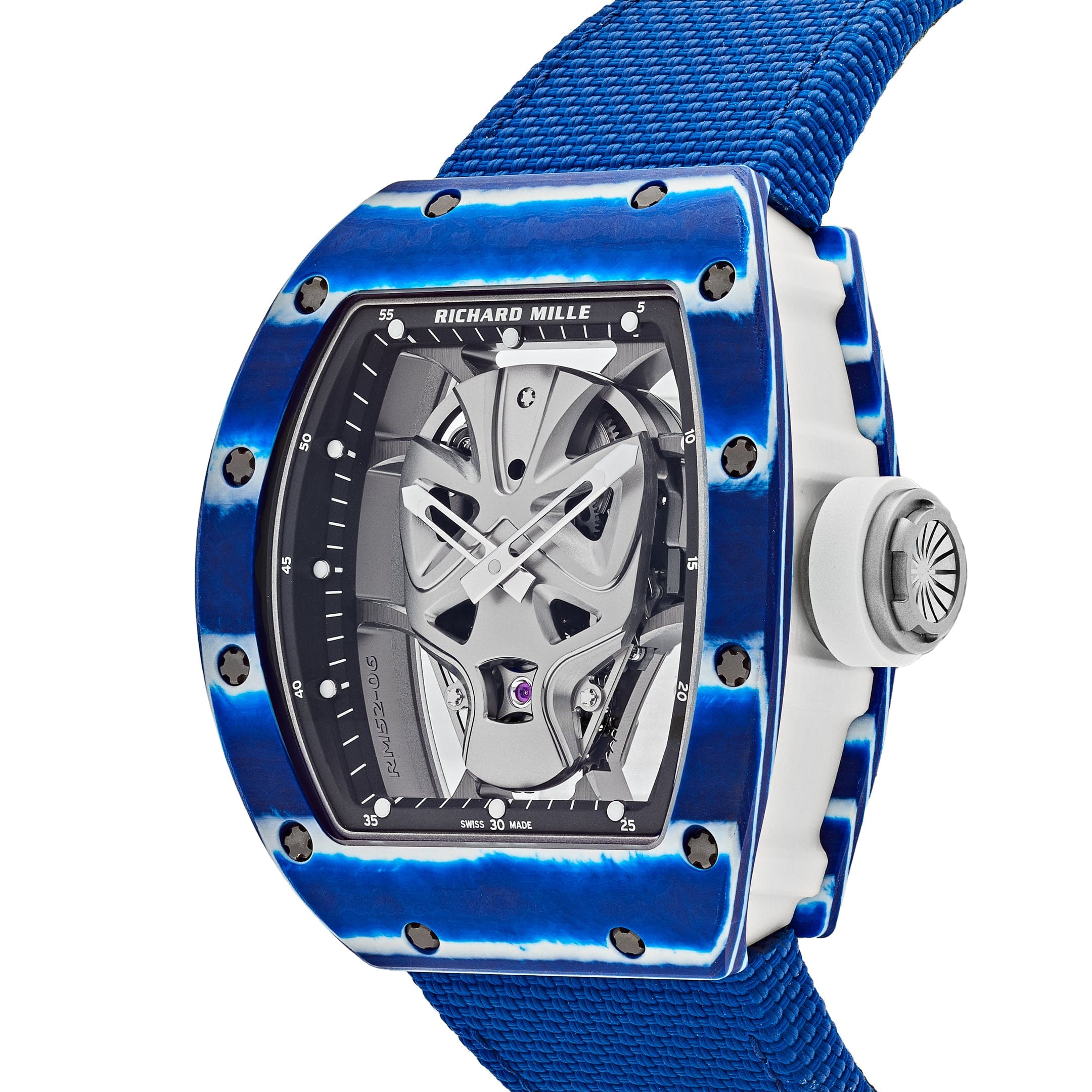 Luxury Watch Richard Mille TOURBILLON BLUE MASK Skull Edition RM52-06 Wrist Aficionado