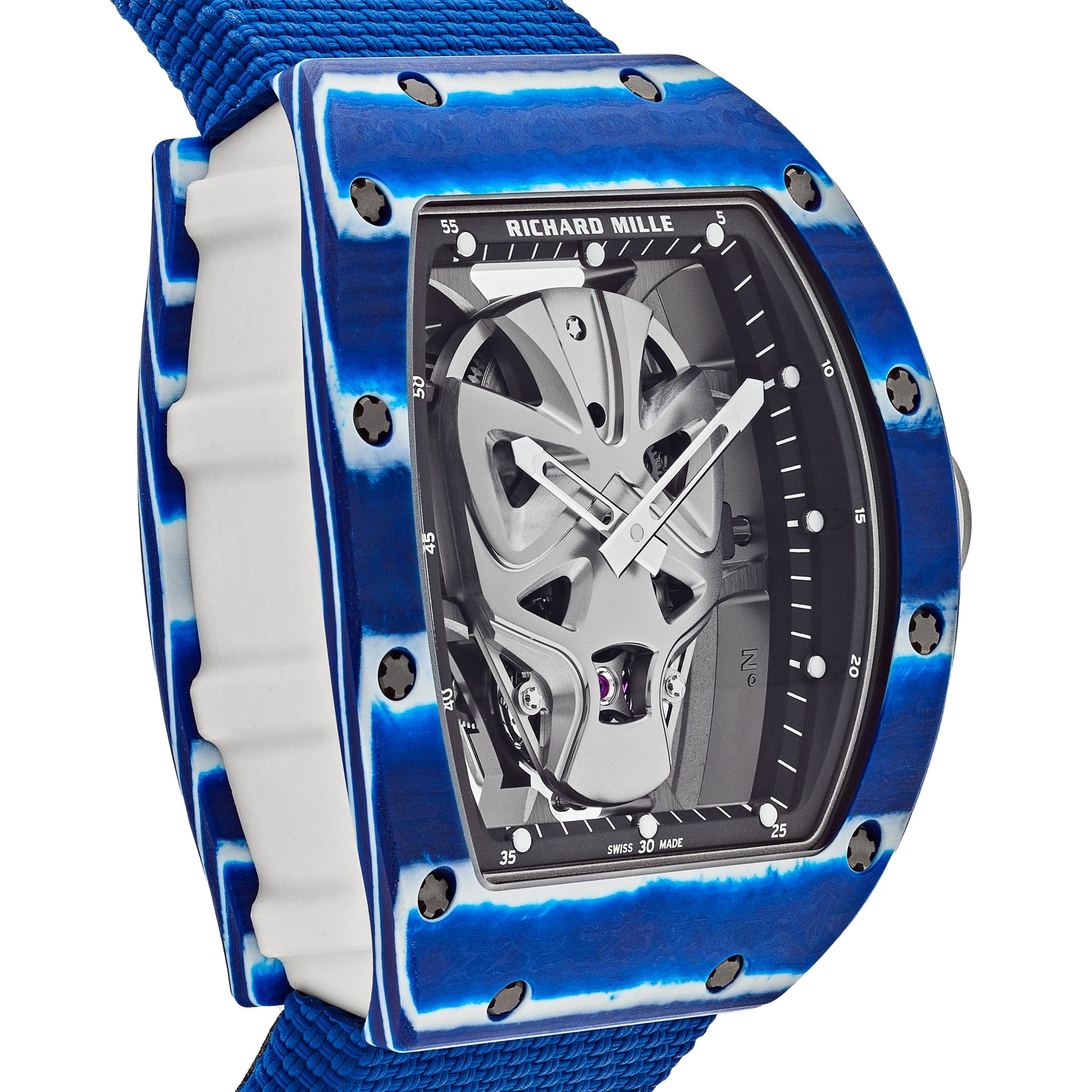 Luxury Watch Richard Mille TOURBILLON BLUE MASK Skull Edition RM52-06 Wrist Aficionado