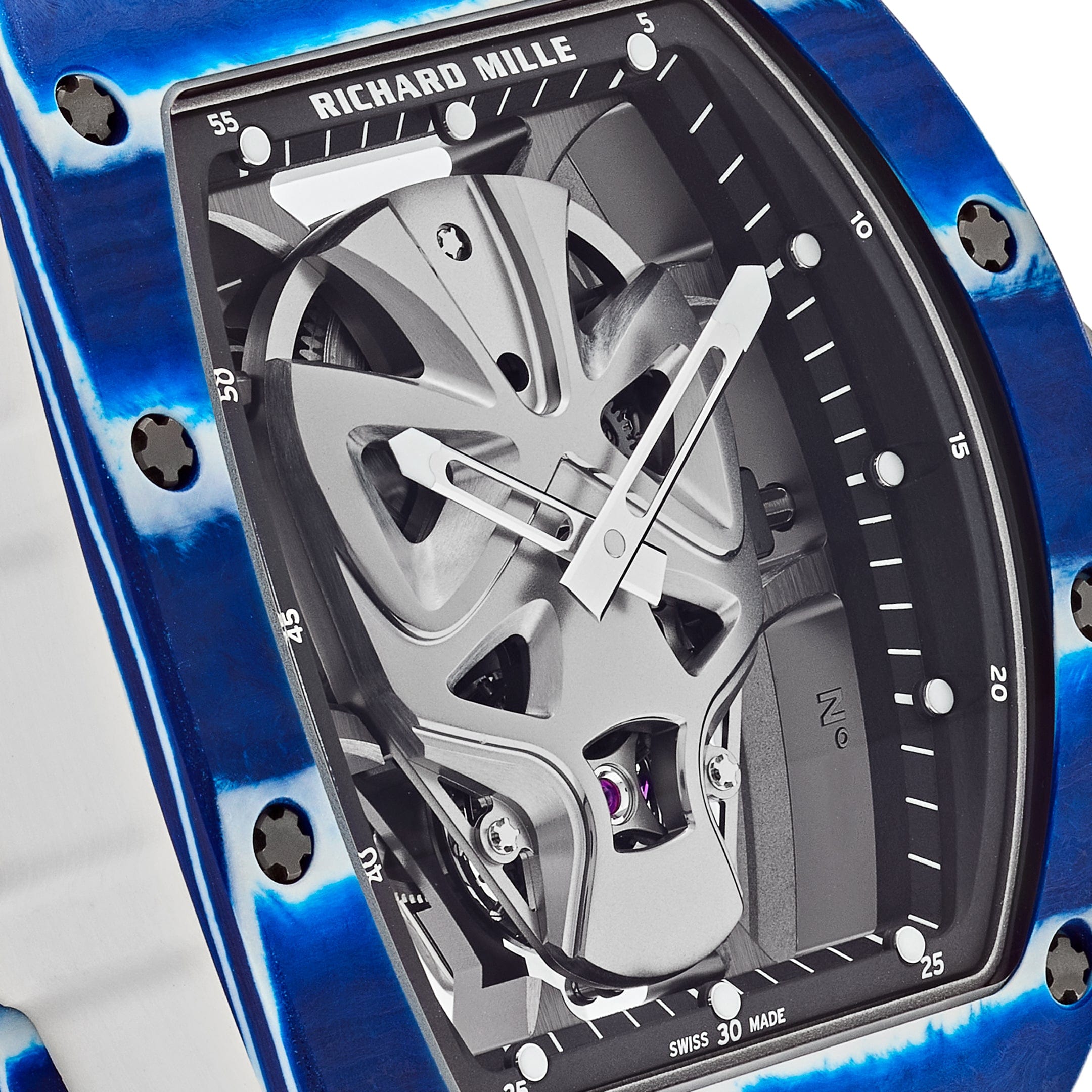 Luxury Watch Richard Mille TOURBILLON BLUE MASK Skull Edition RM52-06 Wrist Aficionado