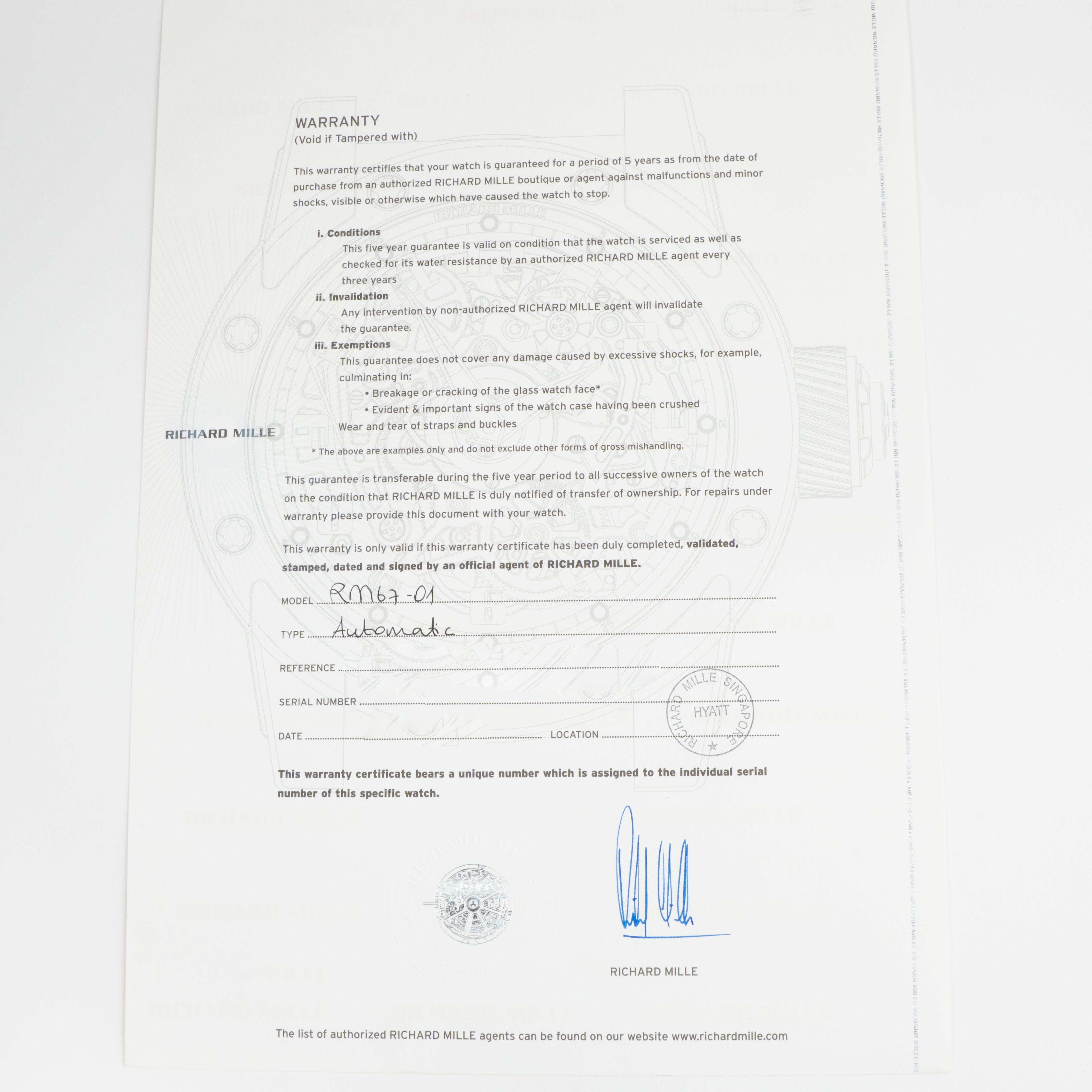 Richard Mille RM 67-01 Lifestyle Extra Flat White Gold Diamond Set (2019)