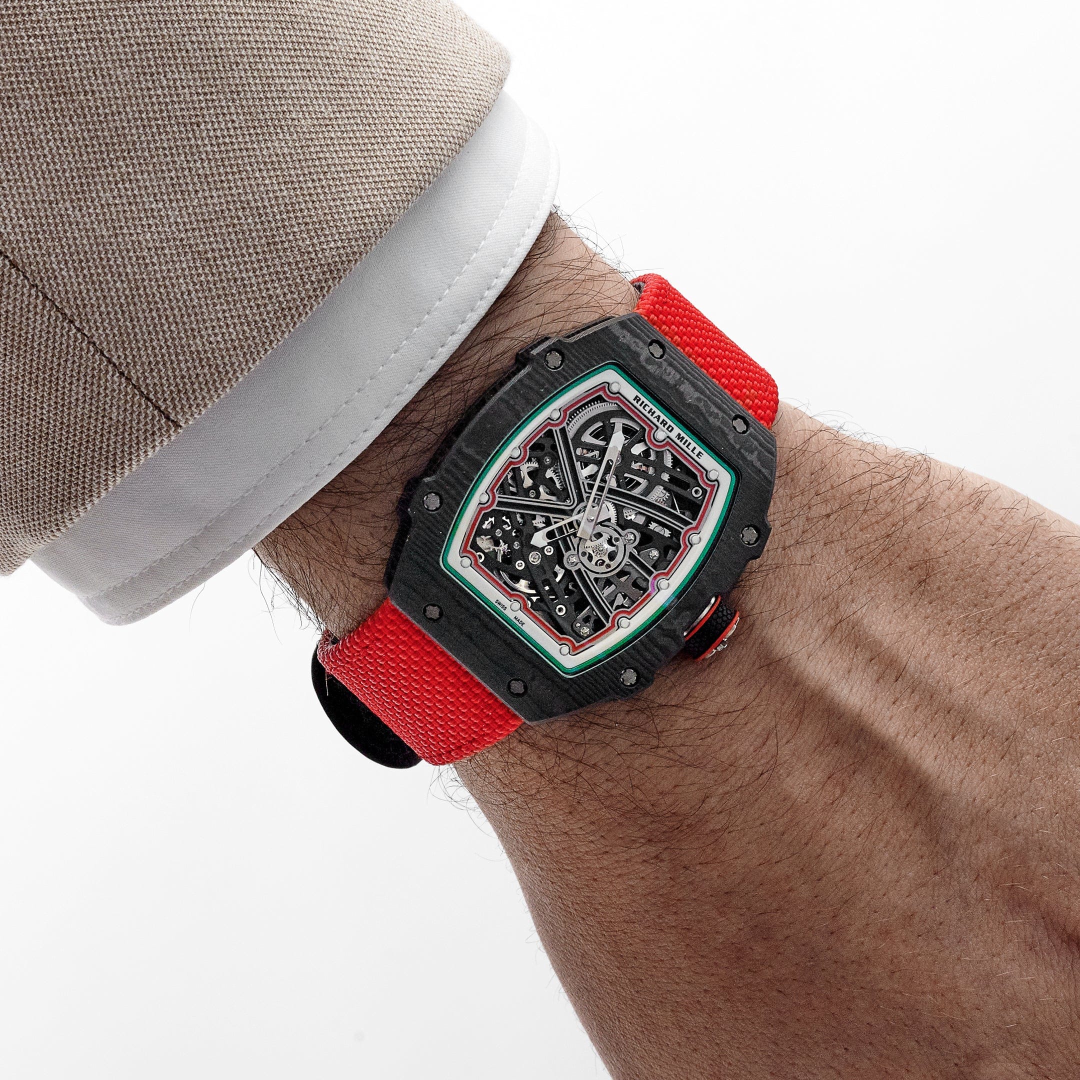 RICHARD MILLE正規ラバーベルト赤 黒 ストライプデザイン 2色セット Richard Mille RM 67-02 'Mutaz Barshim' Quartz TPT – Wrist Aficionado