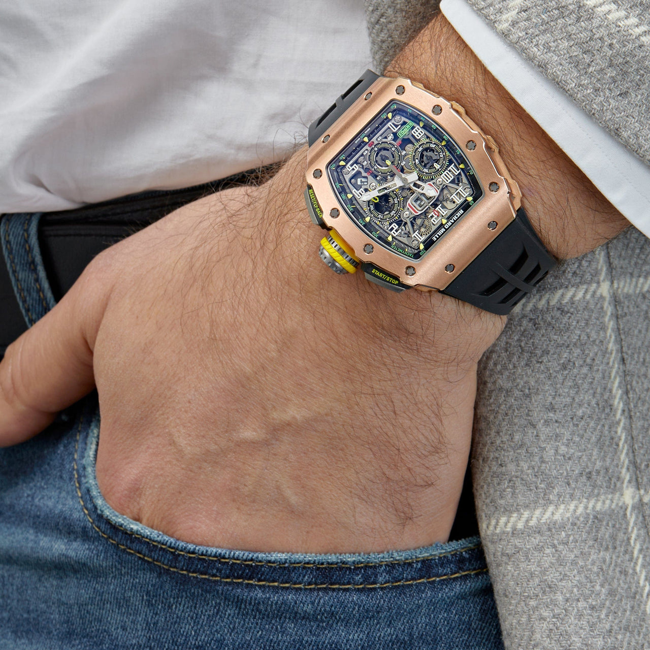 Luxury Watch Richard Mille Rose Gold Flyback Chronograph RM11-03 Wrist Aficionado