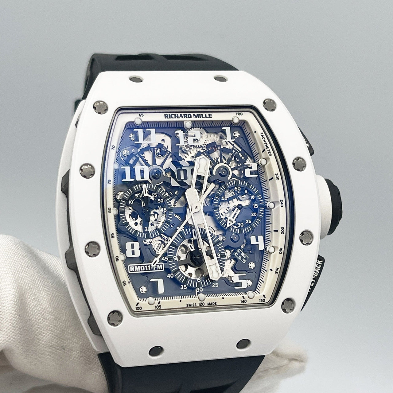 Luxury Watch Richard Mille White Ghost Ceramic Limited Edition RM011-FM Wrist Aficionado