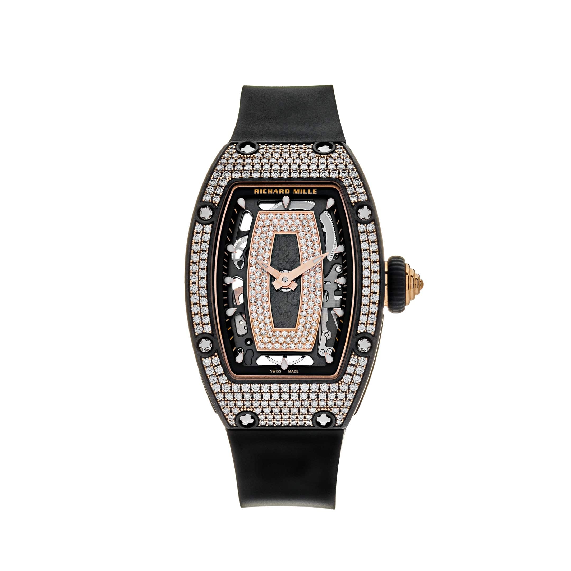 Richard Mille Rose Gold Carbon TPT Diamond Set RM07 01 Wrist