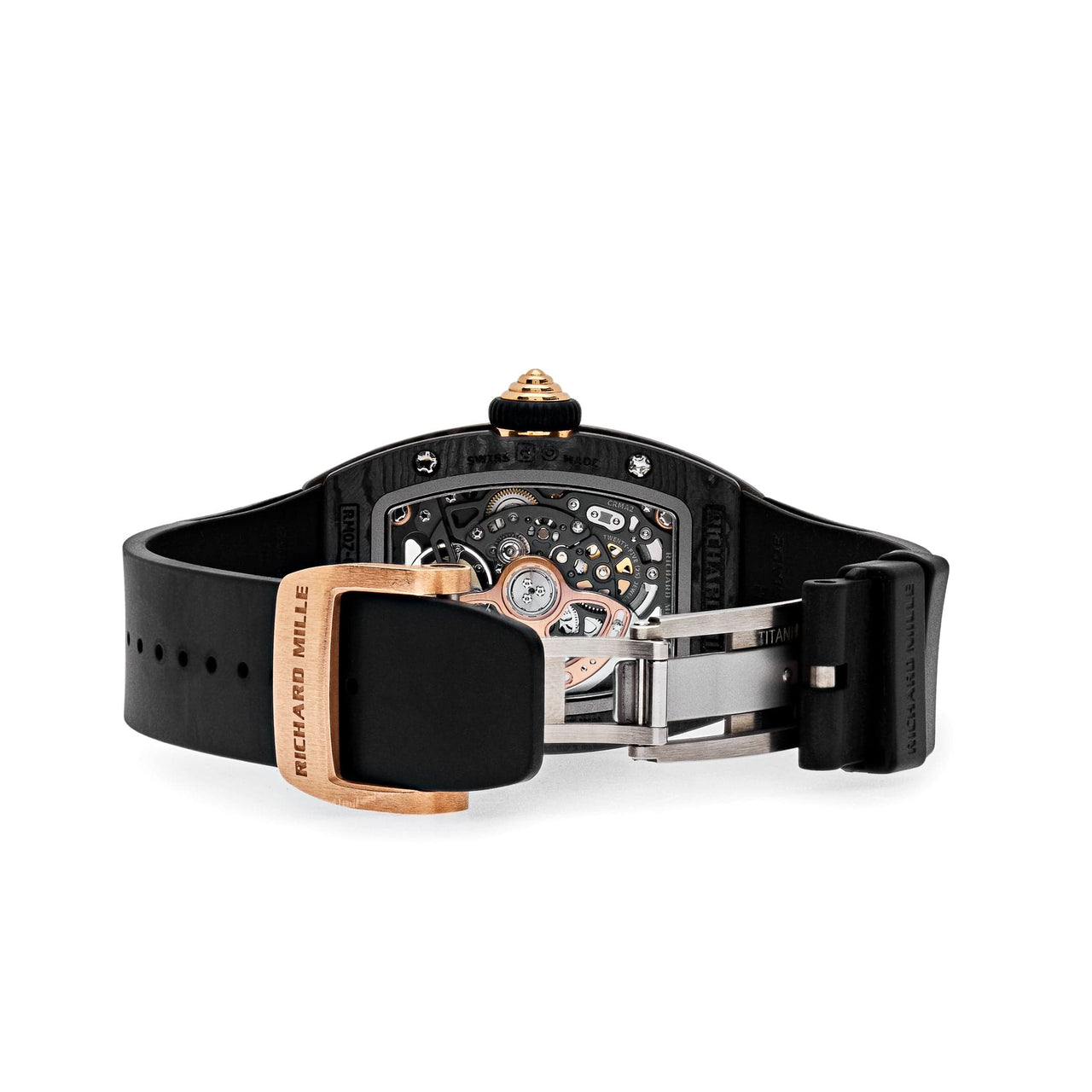 Luxury Watch Richard Mille Rose Gold Carbon TPT Diamond Set RM07-01 Wrist Aficionado