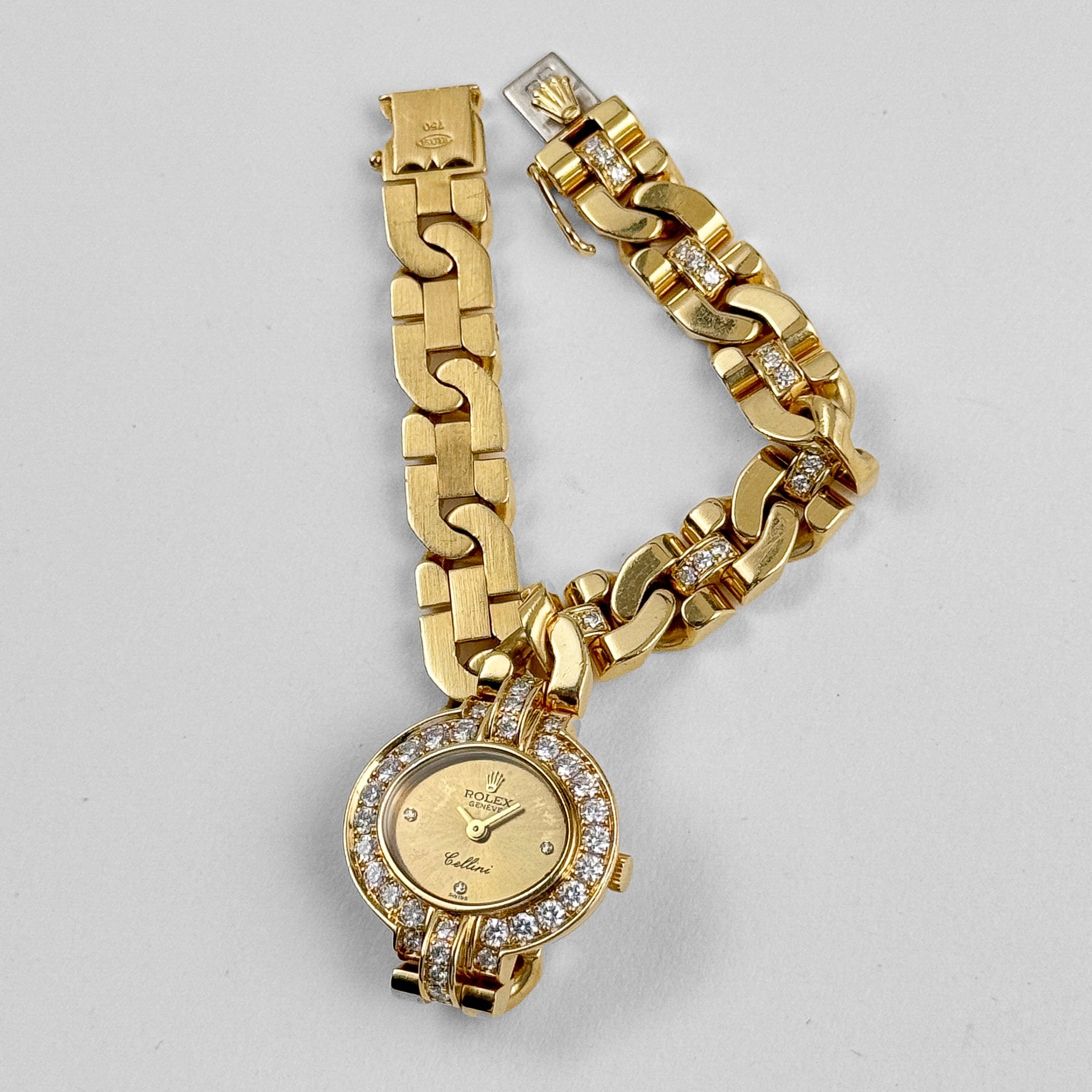 Rolex Cellini 2435 'Ladies' Yellow Gold Champagne Diamond Dial Diamond Bezel