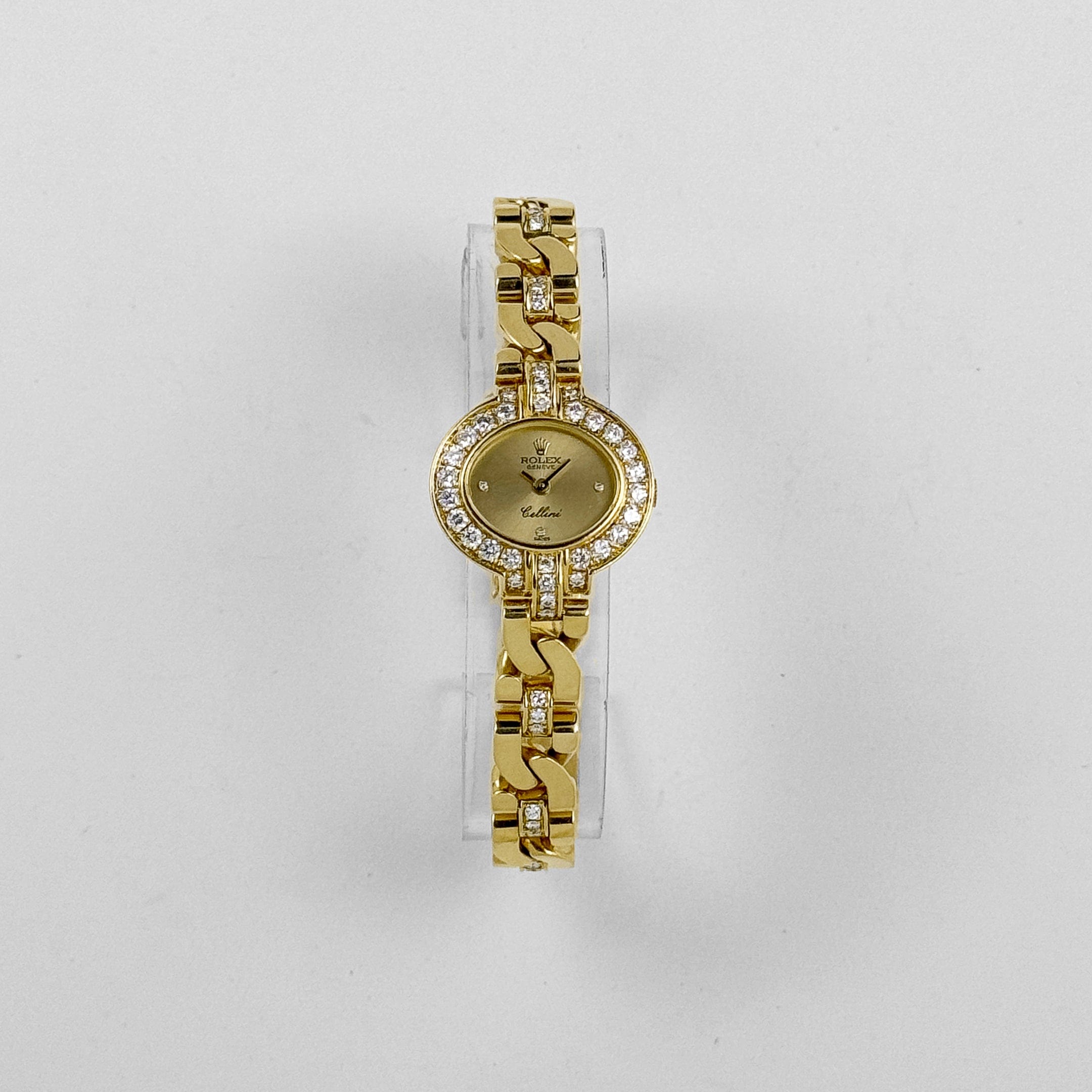 Rolex Cellini 2435 'Ladies' Yellow Gold Champagne Diamond Dial Diamond Bezel