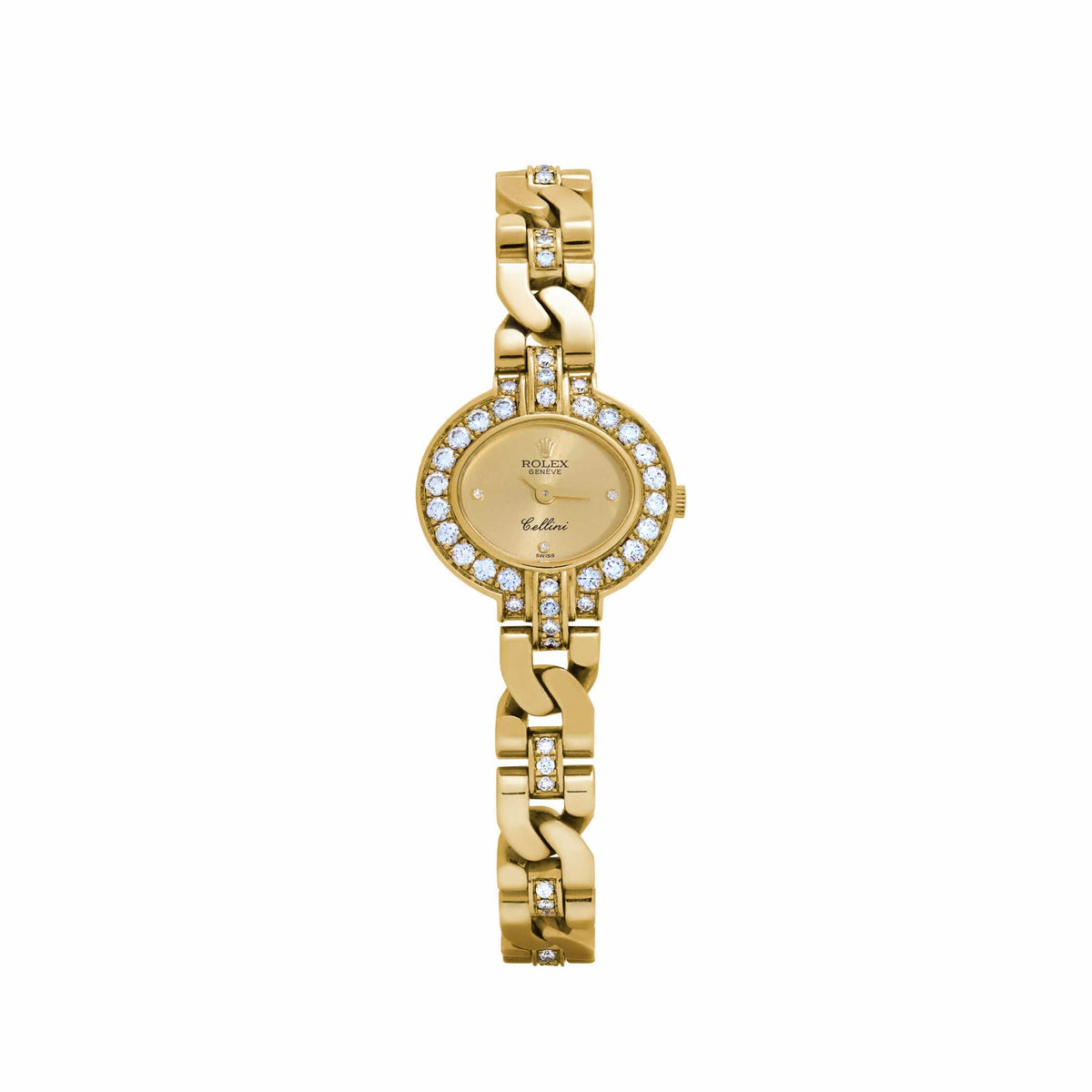 Rolex Cellini 2435 'Ladies' Yellow Gold Champagne Diamond Dial Diamond ...
