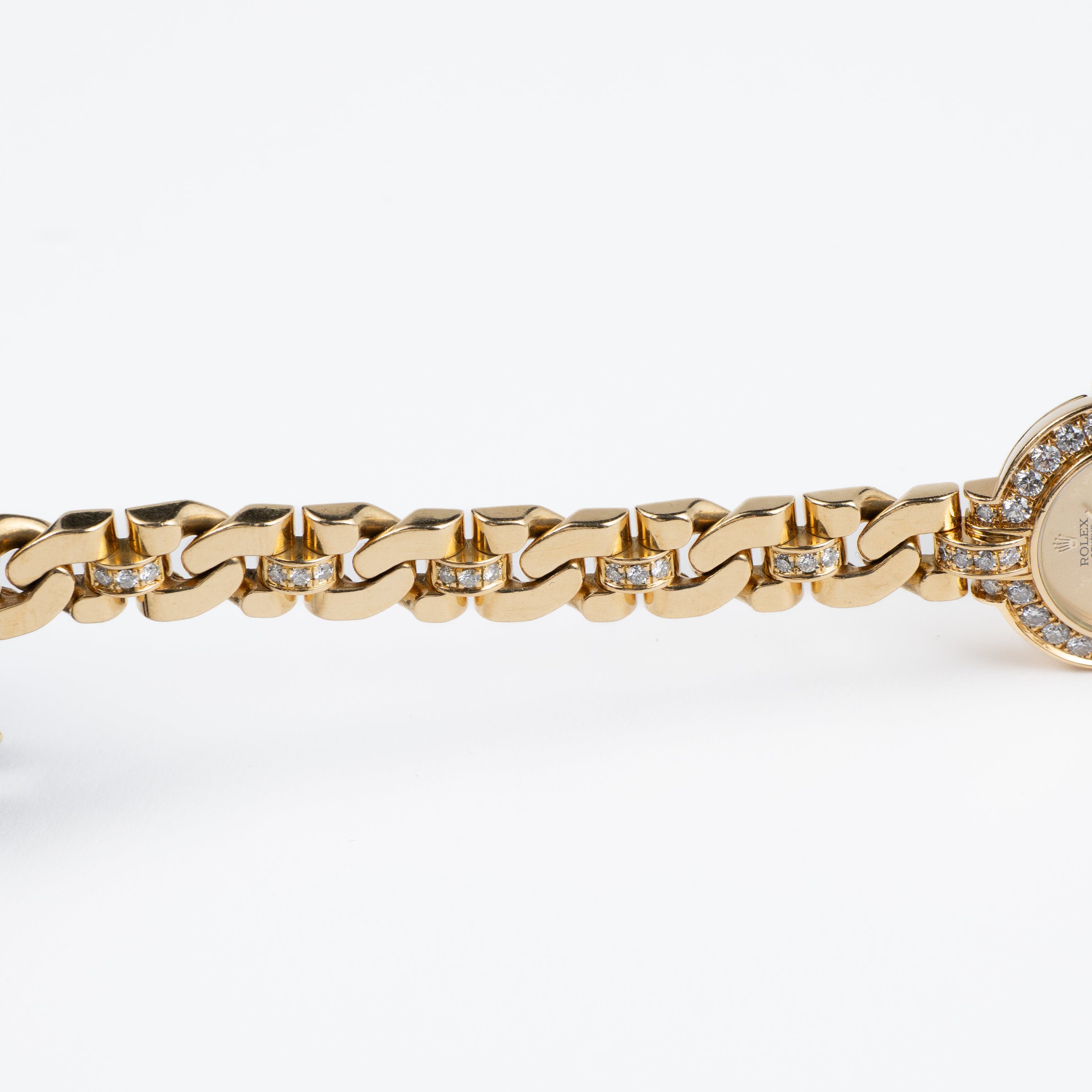 Rolex Cellini 2435 'Ladies' Yellow Gold Champagne Diamond Dial Diamond Bezel