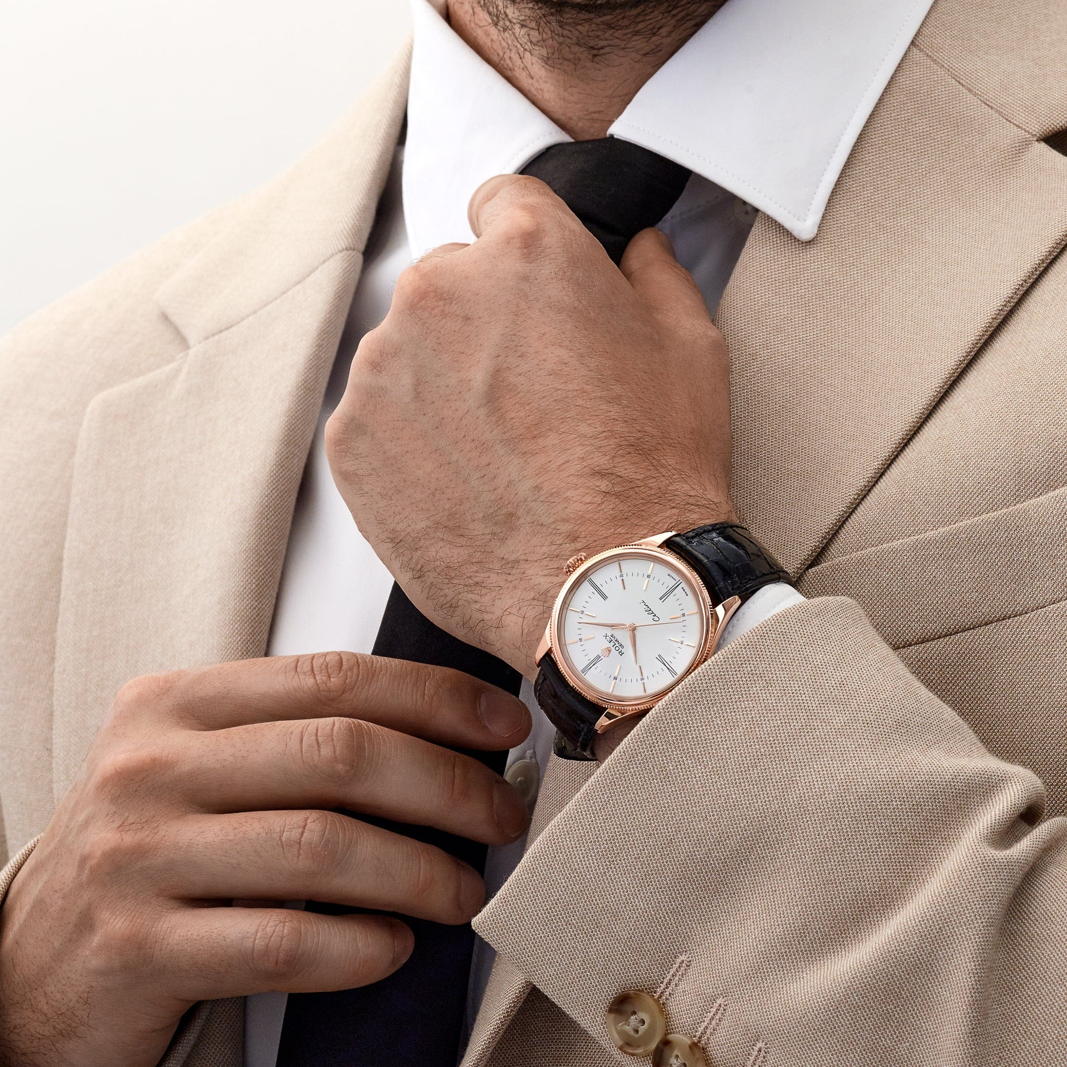 Rolex Cellini Time 50505-0021 Rose Gold White Dial