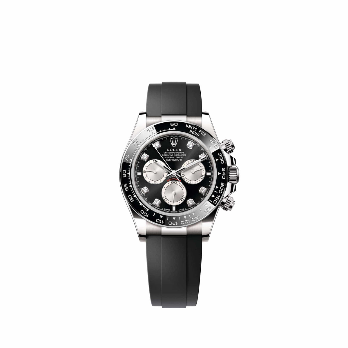 Rolex Cosmograph Daytona 126519LN White Gold Black and Steel Diamond Dial Oysterflex (2026)
