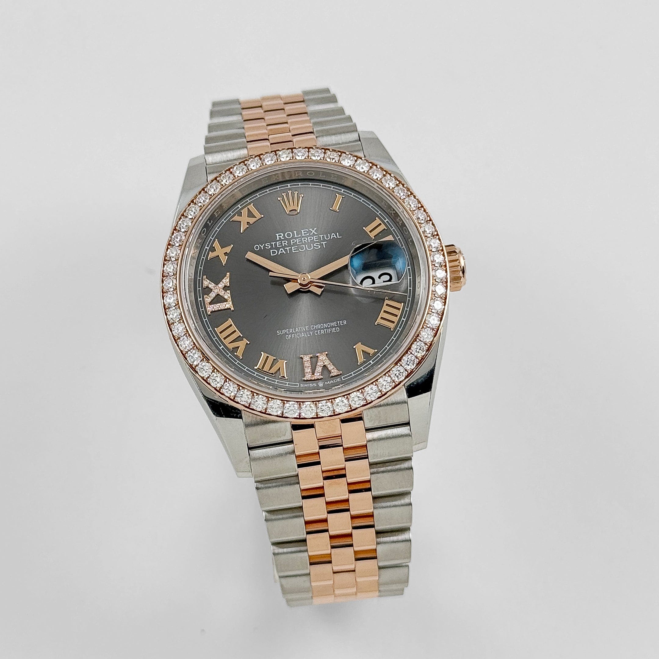 Rolex Datejust 126281RBR Rose Gold Stainless Steel Slate Diamond Dial Diamond Bezel (2023)