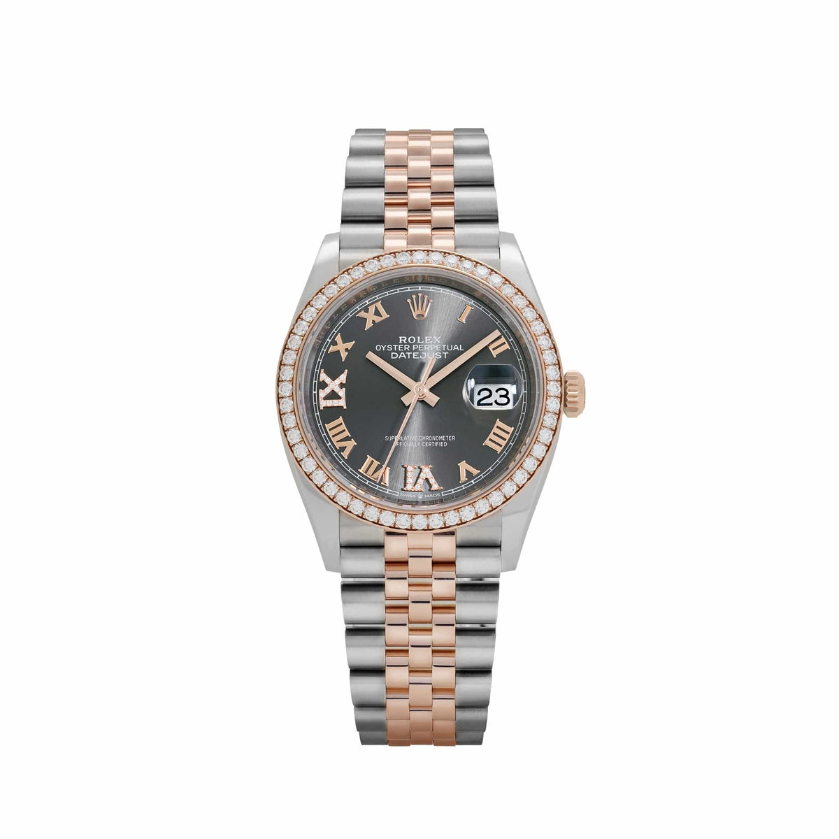 Rolex Datejust 126281RBR Rose Gold Stainless Steel Slate Diamond Dial Diamond Bezel (2025)