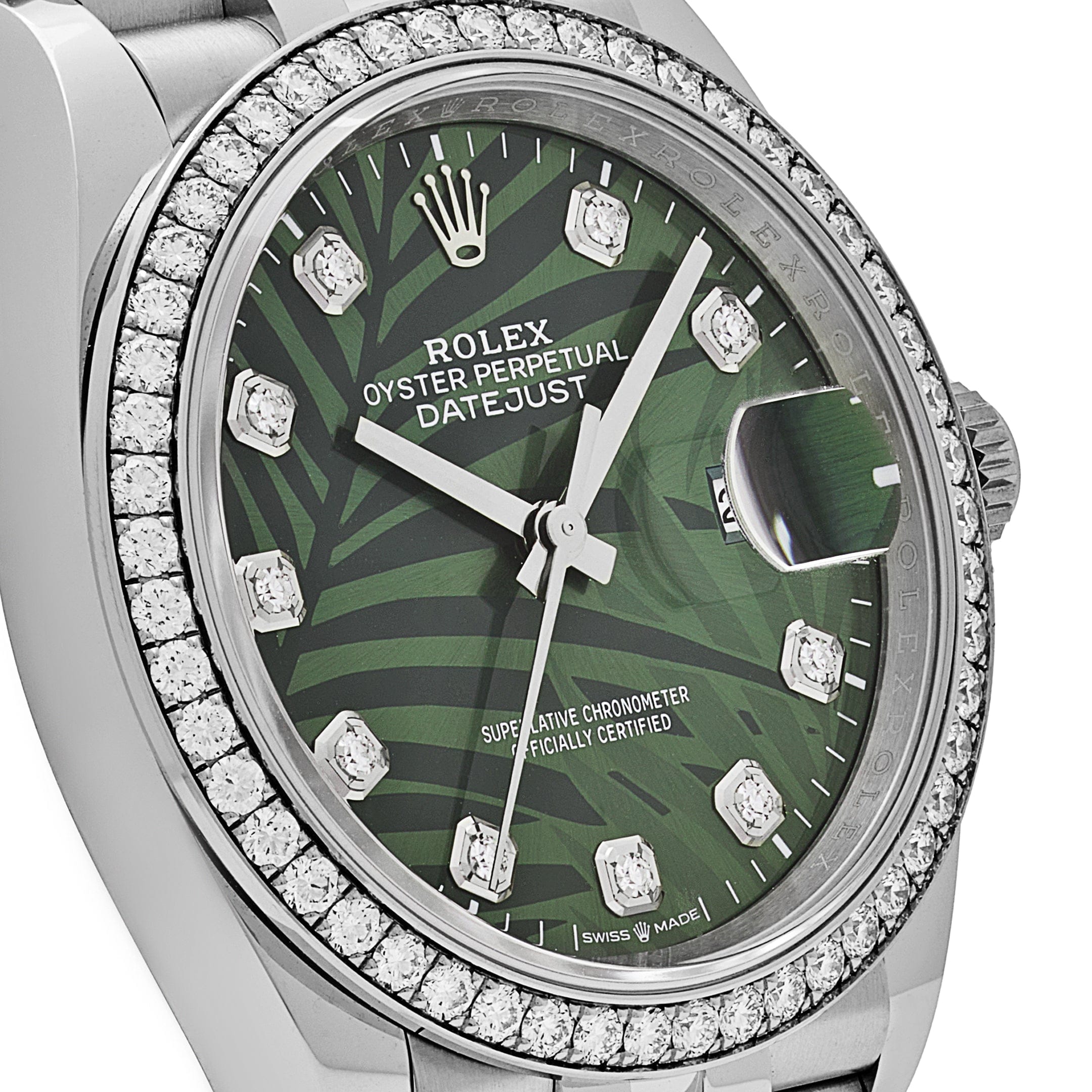 Rolex Datejust 36 126284RBR Stainless Steel Green Palm Frond