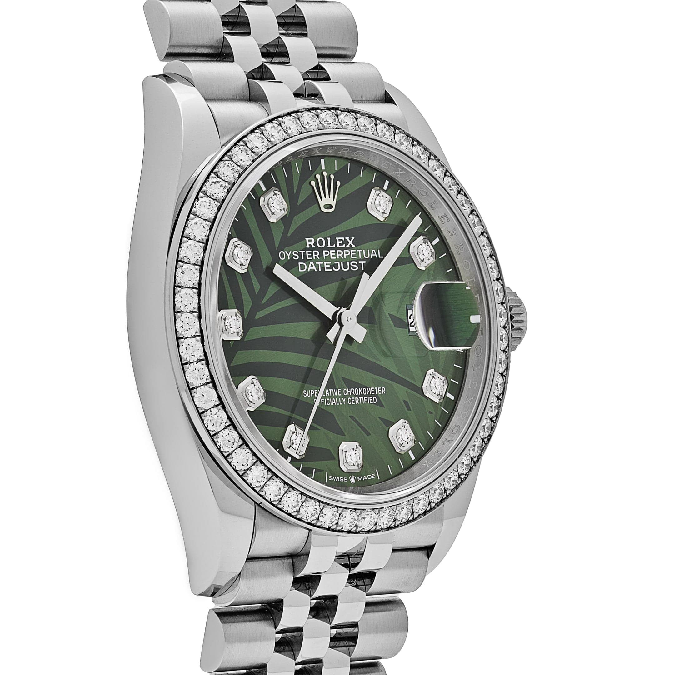 Rolex Datejust 36 126284RBR Stainless Steel Green Palm Frond