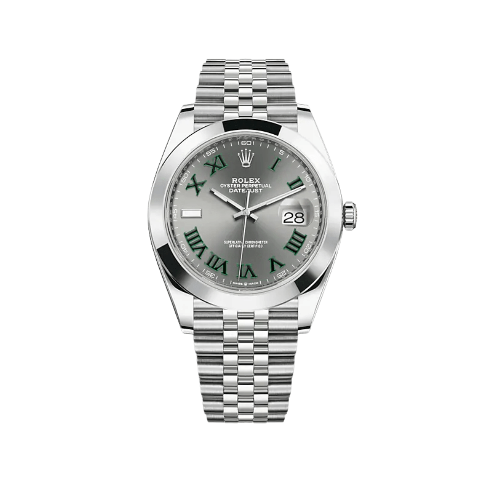 Luxury Watch Rolex Datejust 41 Steel Slate 'Wimbledon' Dial Jubilee 126300 Wrist Aficionado