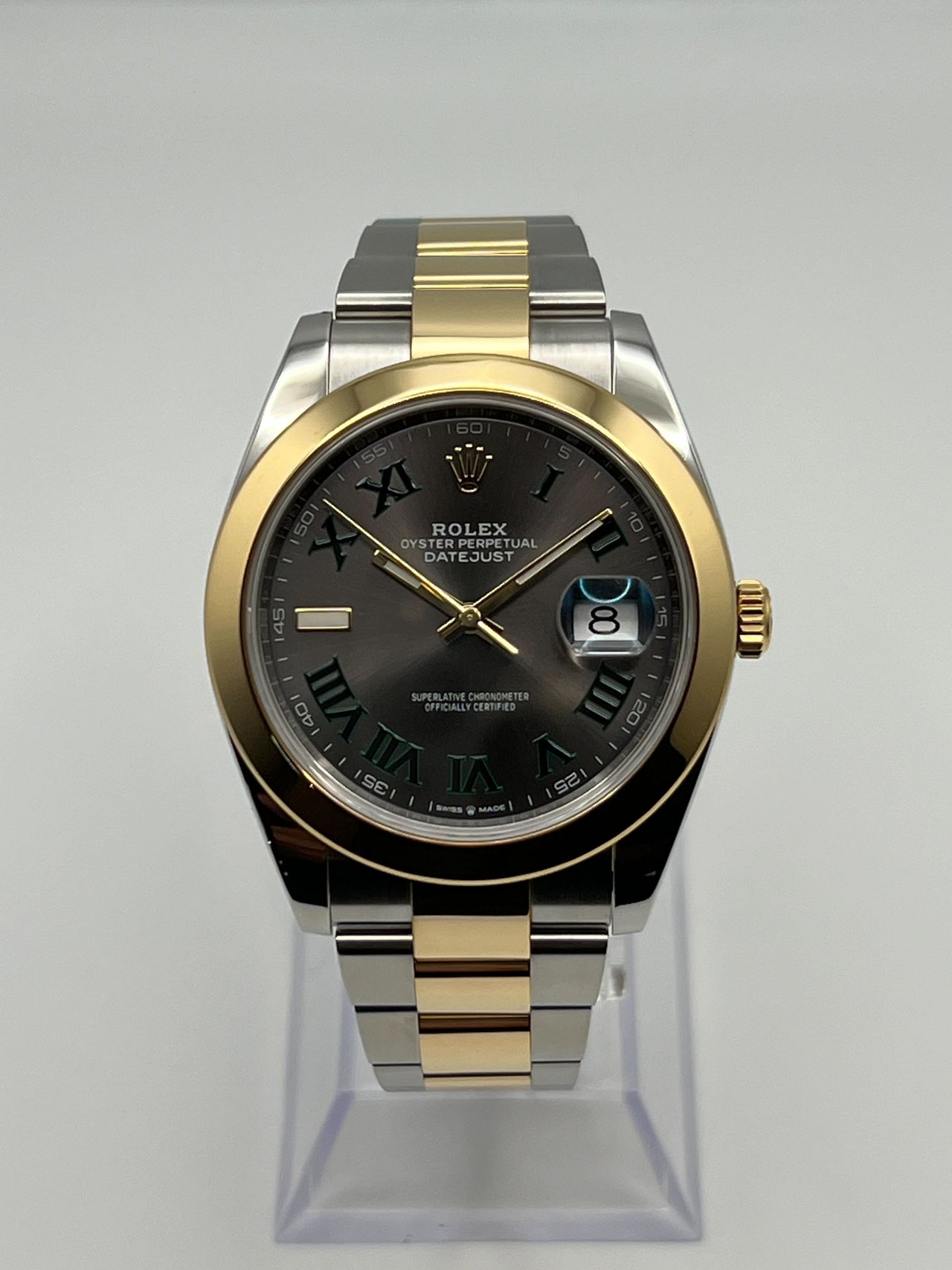 Luxury Watch Rolex Datejust 41 Yellow Gold and Steel Wimbledon Dial 126303 Wrist Aficionado