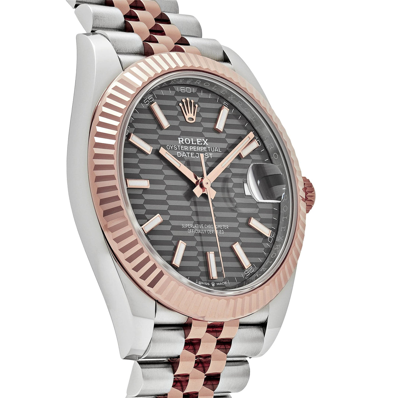 Rolex Datejust 126331 Rose Gold Stainless Steel Rhodium Slate Fluted Motif Dial Jubilee (2023)